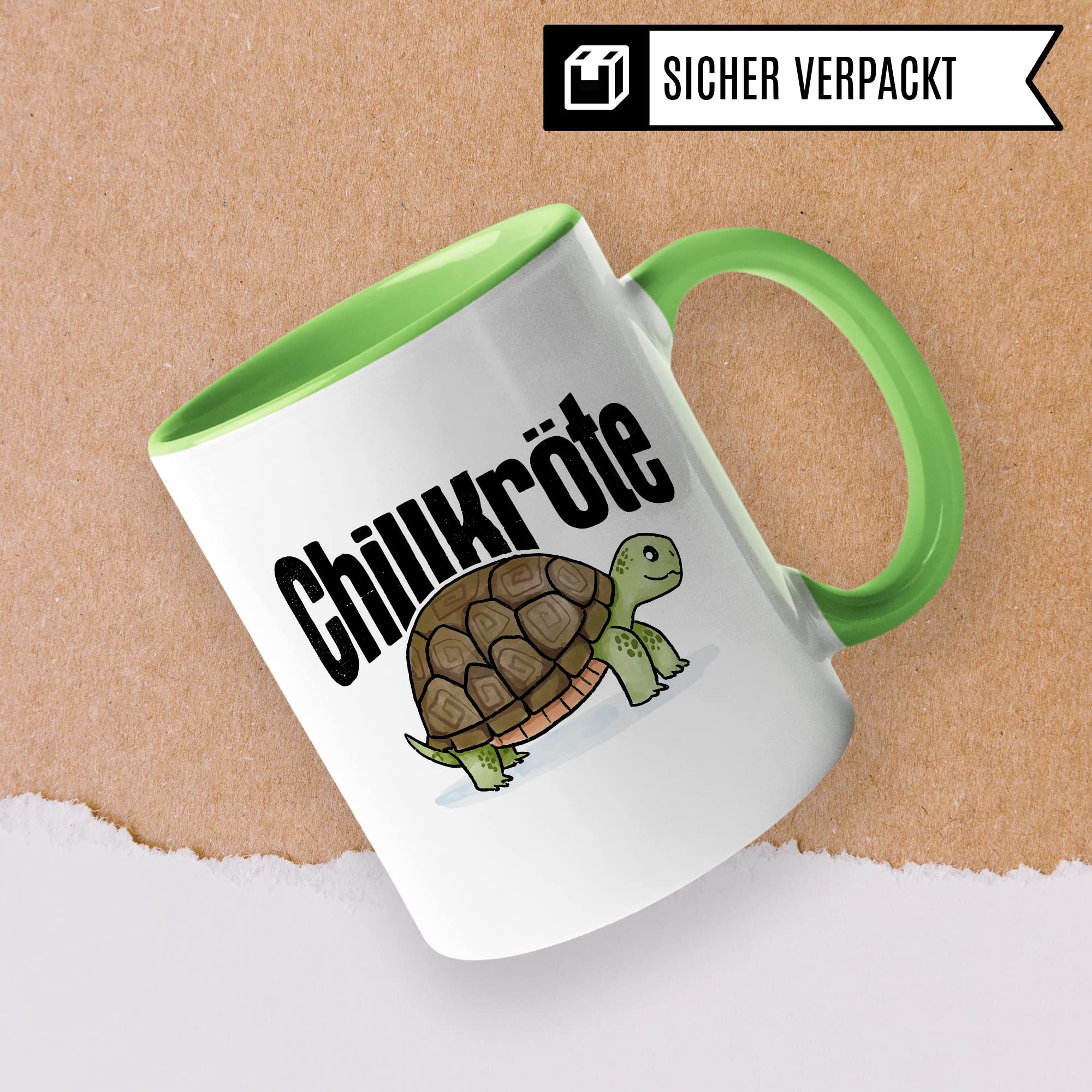 Chillkröte Tasse lustige Kaffeetasse mit Spruch Kaffee-Becher witzig Schildkröte Teetasse Humor Faulpelz Tasse