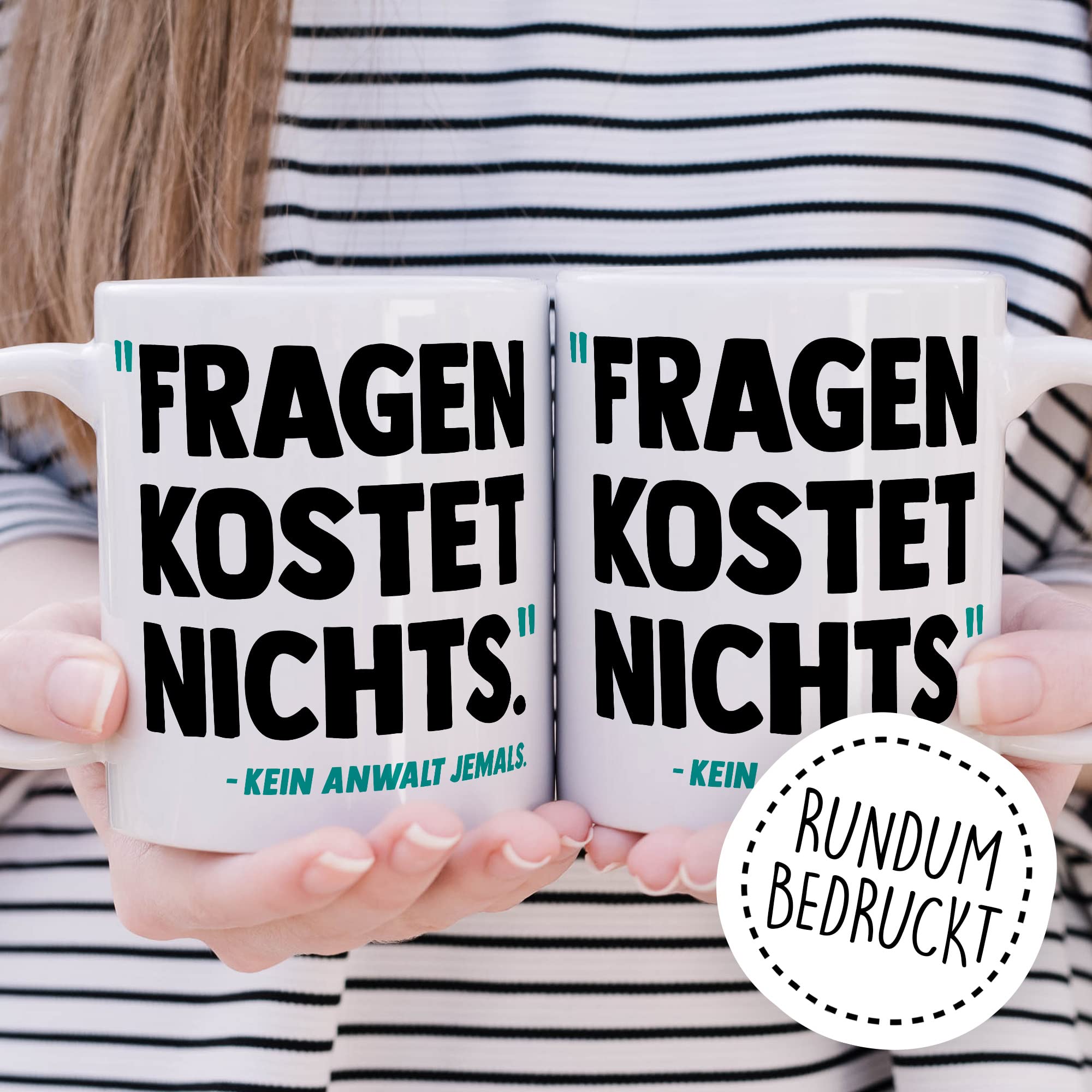 Tasse Anwalt Geschenk, Fragen kostet nichts Geschenkidee Jurastudent Jura Kaffee-Becher Tasse mit Spruch lustig Kaffeetasse Teetasse angehender Anwalt Studium Anwältin Staatsanwalt