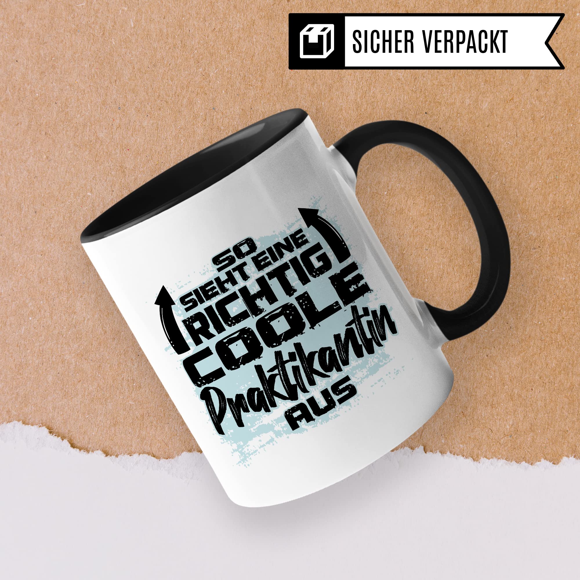 Praktikant Tasse, So sieht ein richtig cooler Praktikant aus Geschenkidee begonnenes/abgeschlossenes Praktikum Begrüßung Abschied Geschenk Praktikanten Lehrling Azubi Kaffee-Becher