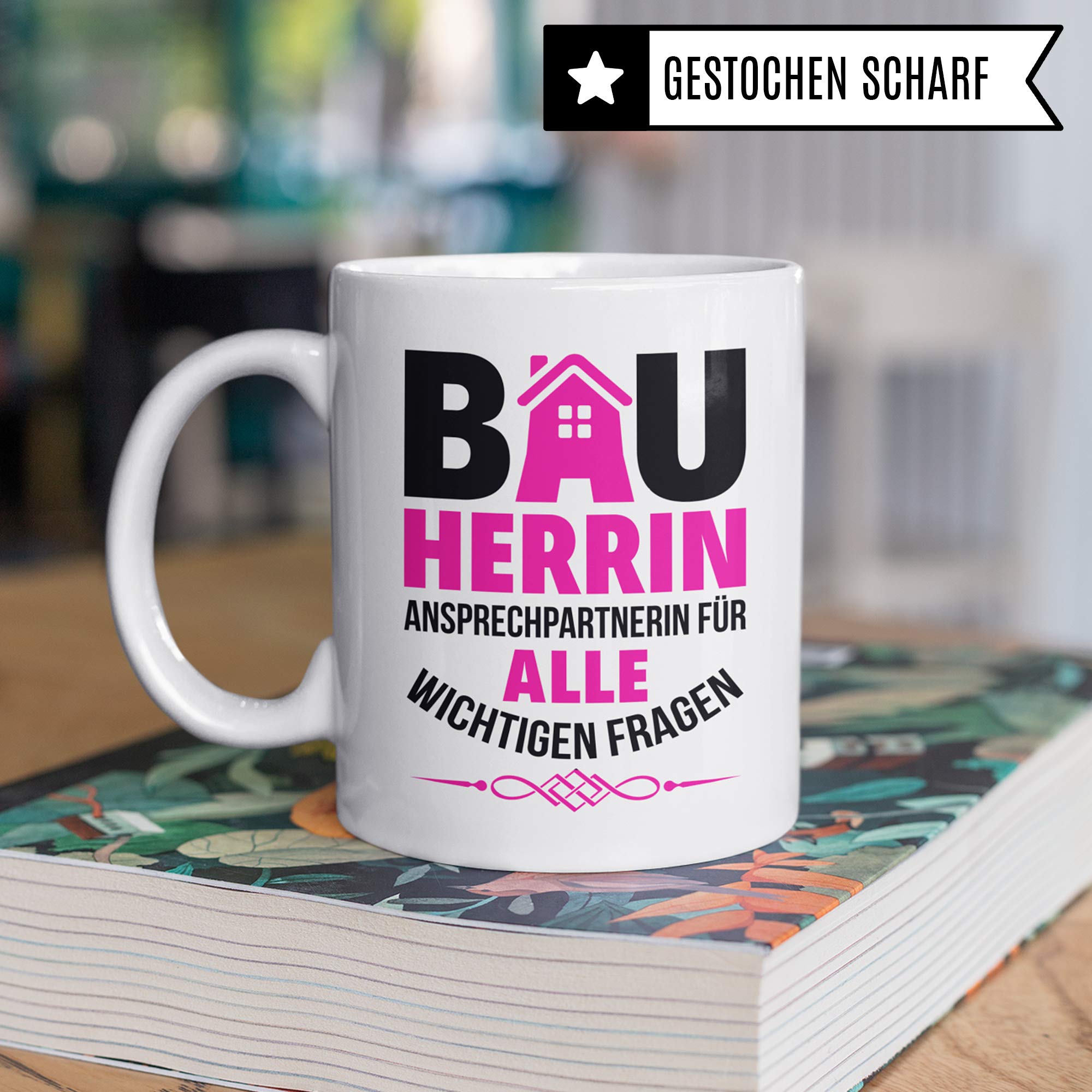 Pagma Druck Bauherrin Tasse Geschenk, Geschenke zum Richtfest, Bauherrin Bauherr Einweihung Becher, Hausbau Richtfest Geschenkideen, Einweihungsfeier Eigenheim Mitbringsel Kaffeetasse