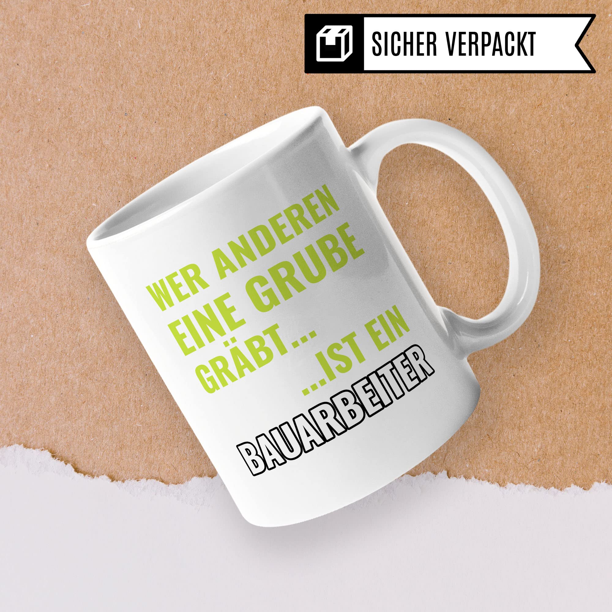 Bauarbeiter Tasse, Baustellen Spruch lustig, Männer Kaffeetasse Geschenkidee, Bagger Kaffeebecher, Baggerfahrer Becher, Humor Witz Geschenk für Baustelle