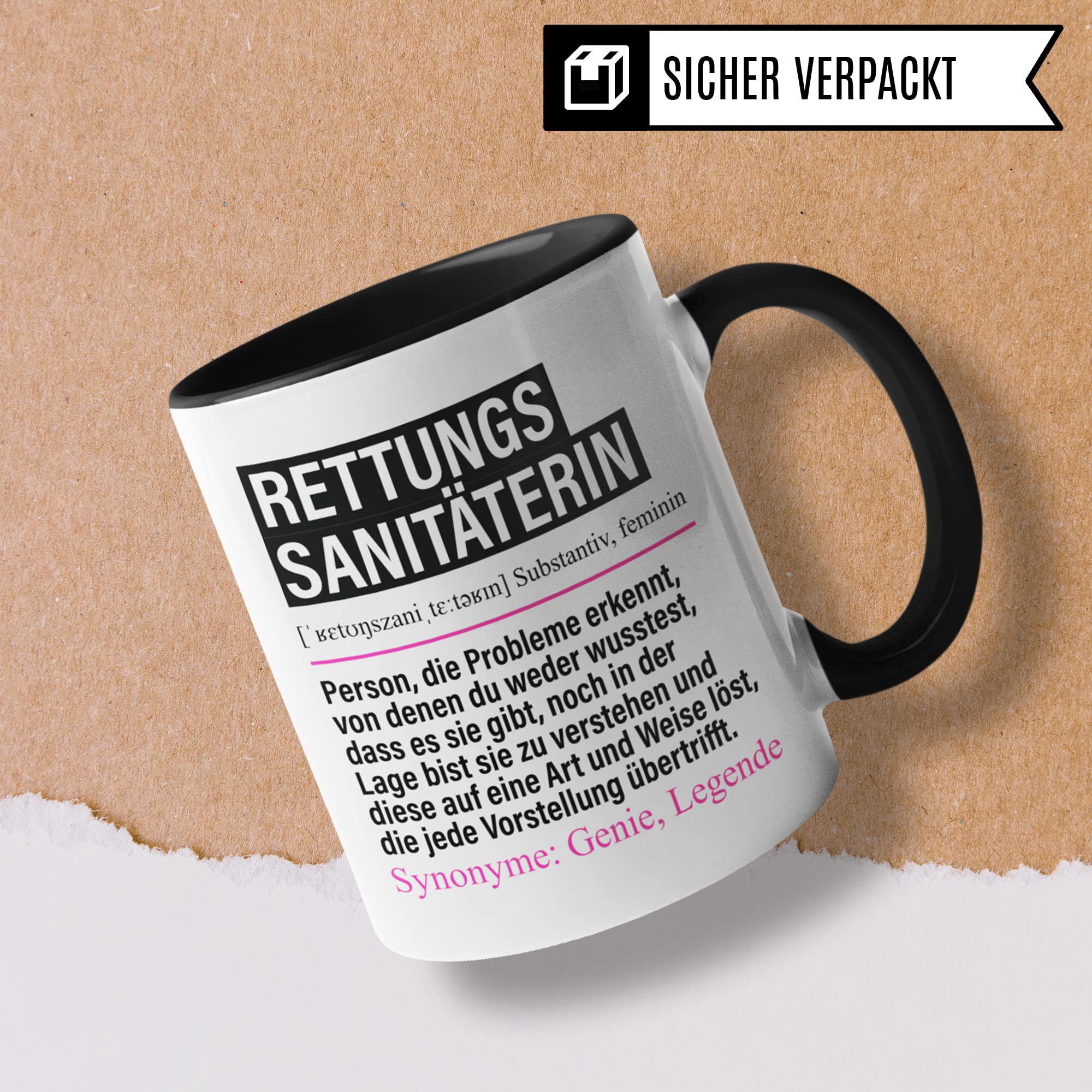 Tasse Rettungssanitäterin lustig, Rettungs-Sanitäterin Geschenk Beruf, Spruch Kaffeebecher Krankenwagen Geschenkidee, Beruf Rettungsdienst Rettungshelferin Kaffee-Tasse Teetasse Becher