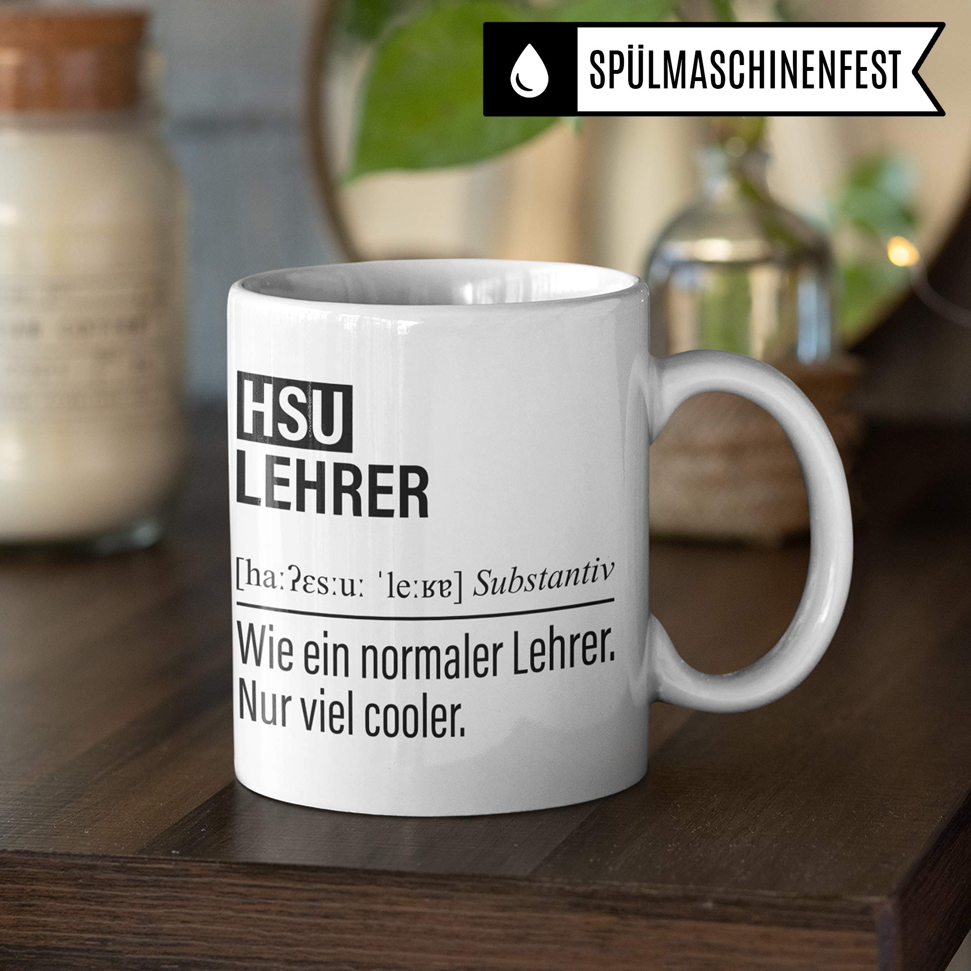 HSU Lehrer Tasse, Geschenk für Heimatunterricht Sachunterricht Lehrer, Kaffeetasse Geschenkidee Lehrer, Kaffeebecher Lehramt Schule HSU Unterricht Witz