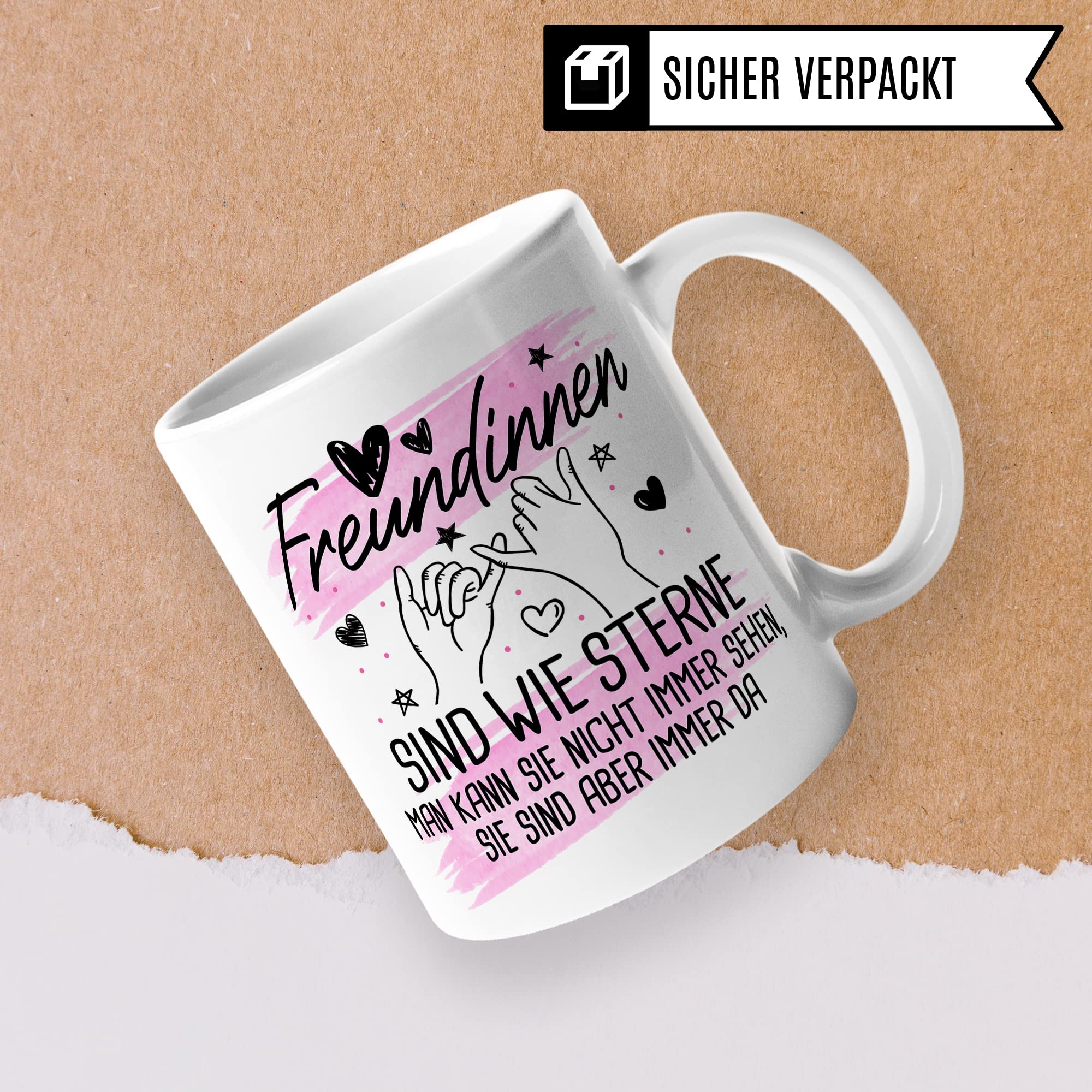 Freundin Tasse Freundinnen Kaffeetasse Freundschaft Kaffee-Becher Frauen Beste Freundin Geschenk-Idee Sterne immer da