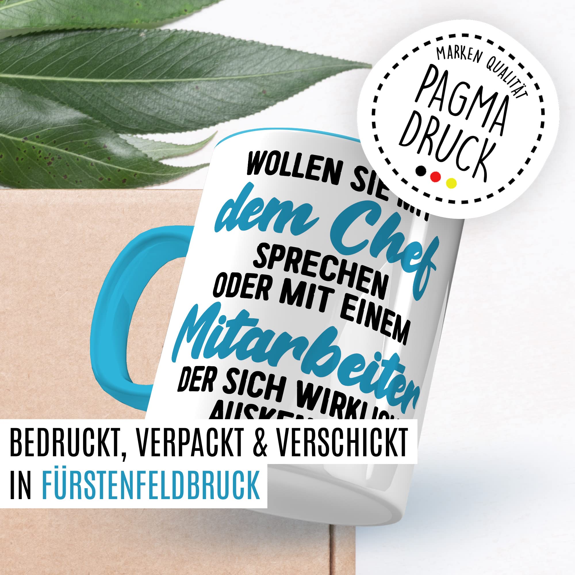 Tasse fürs Büro lustige Kaffeetasse mit Spruch Mitarbeiter Kaffee-Becher mit Humor Geschenk Kollegen Kollegin Geschenkidee Arbeit Schreibtisch Chef Boss Humor Teetasse