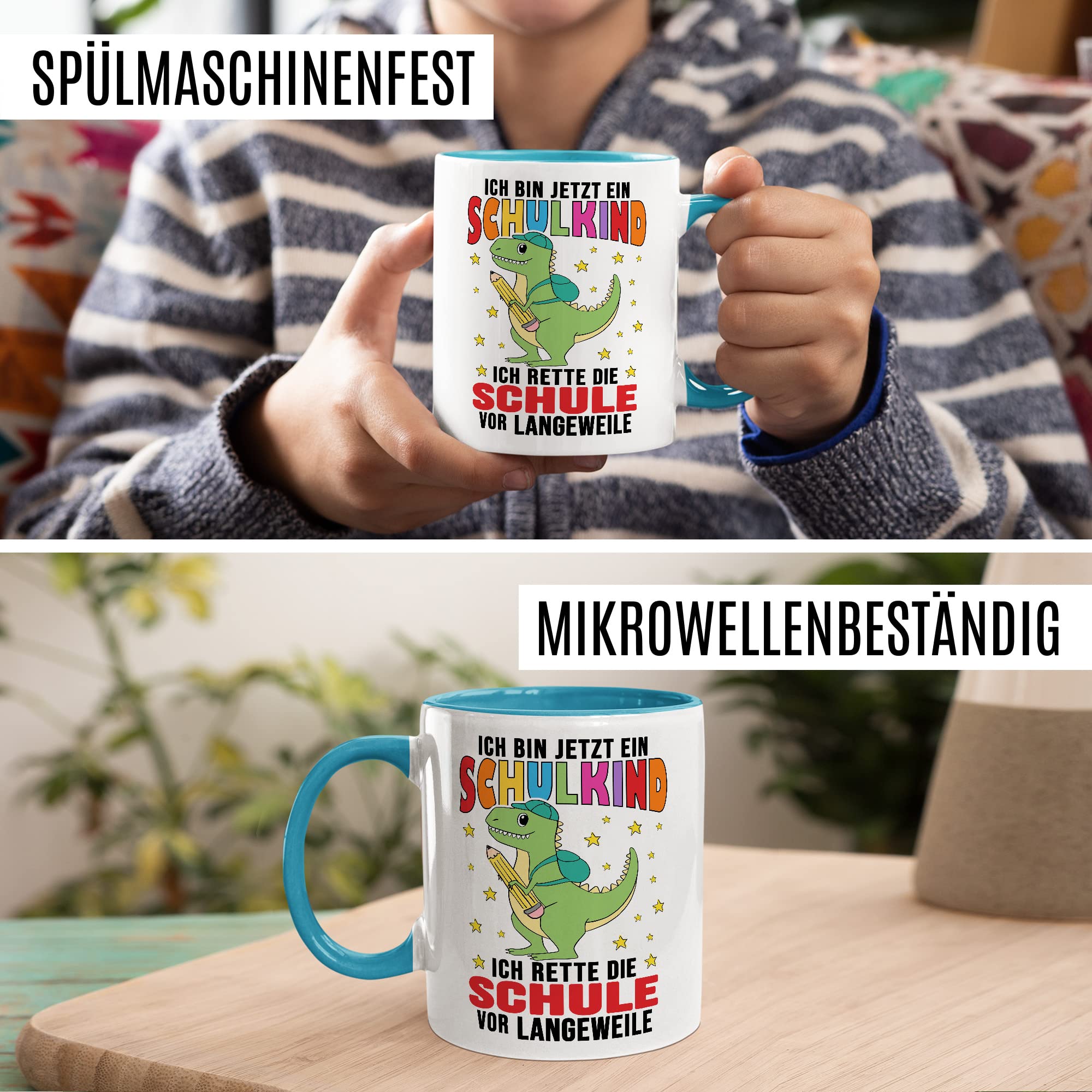 Tasse Kindergartenkind, Ich bin jetzt ein Kindergartenkind - ich rette den Kindergarten vor Langeweile Geschenkidee Kind Kaffeetasse mit Spruch lustig Kaffee-Becher Witztasse