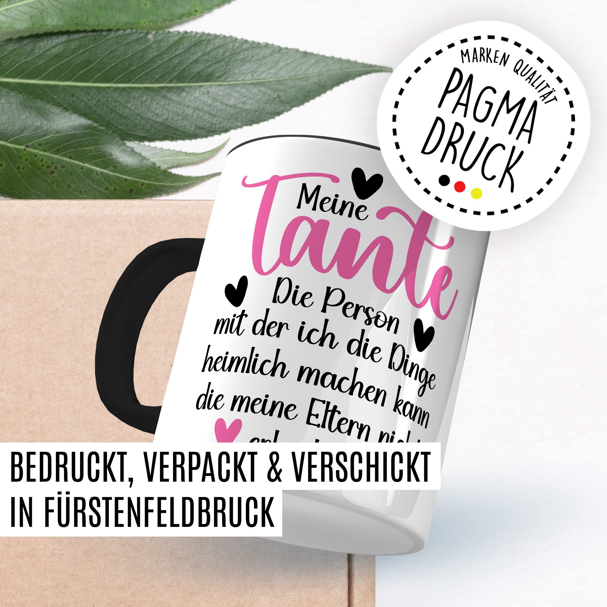 Tante Tasse Geschenk Patentante Kaffeetasse lustig Geschenkidee Familie Kaffee-Becher Nichte Neffe Humor Heimlich Dinge die meine Eltern nicht erlauben Spruch