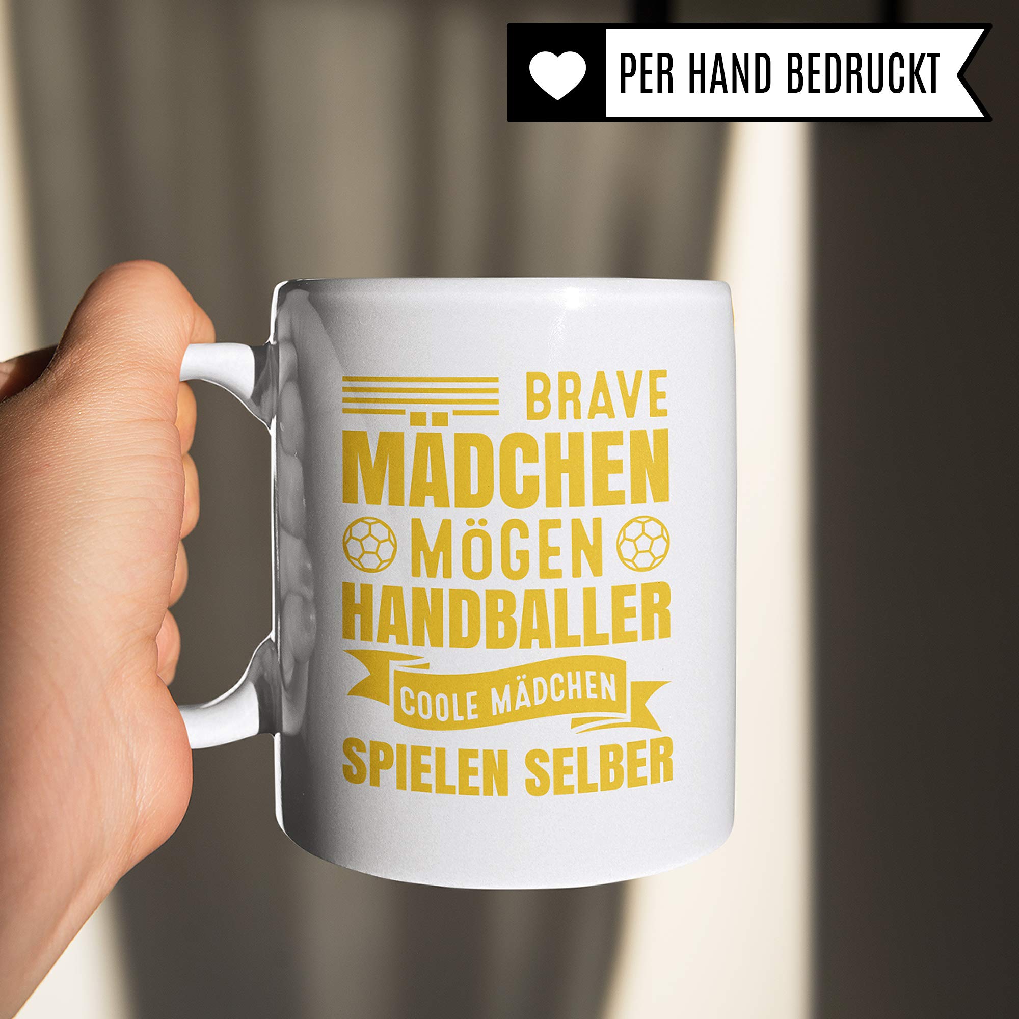 Pagma Druck Tasse Handball Geschenke für Mädchen, Handball Becher Frauen, Handballerin Spruch Kaffeetasse Geschenkidee, Handballspielerin Kaffeebecher Handballverein Handballer