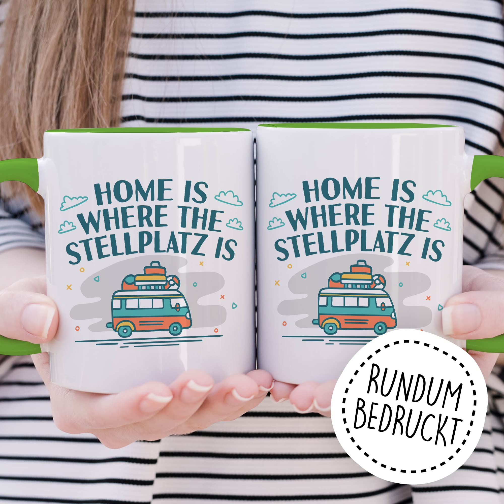Wohnmobil Tasse Wohnwagen Kaffeetasse Camping Geschenk Camper Kaffee-Becher Stellplatz Geschenkidee Outdoorfans Camperin Campingvan Zeltplatz Campingwagen Campingplatz Zelten Home is Zuhause