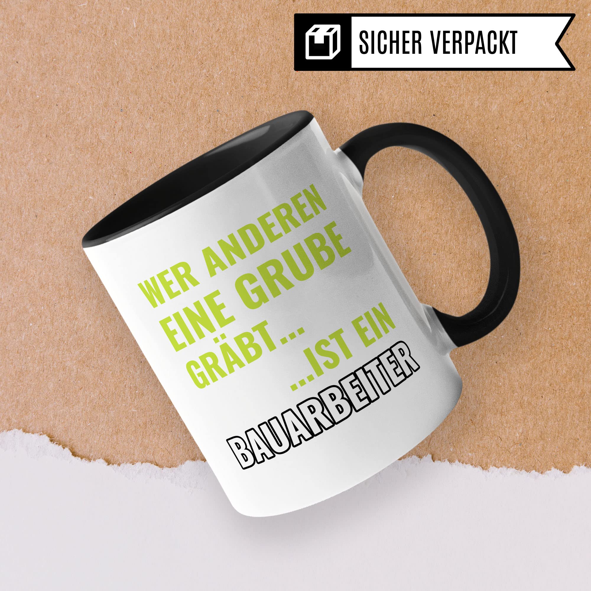 Bauarbeiter Tasse, Baustellen Spruch lustig, Männer Kaffeetasse Geschenkidee, Bagger Kaffeebecher, Baggerfahrer Becher, Humor Witz Geschenk für Baustelle