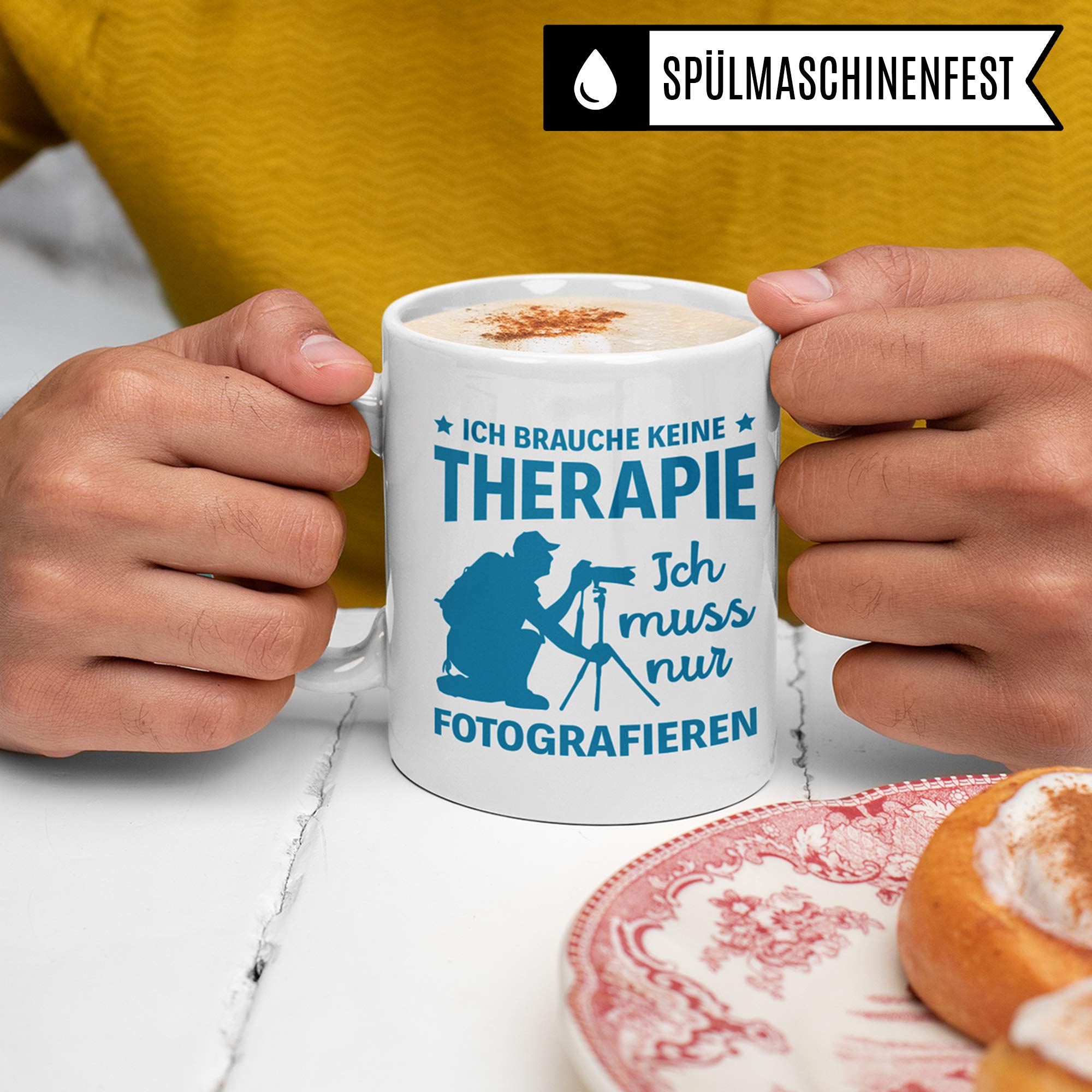 Fotografieren Tasse, Geschenk für Fotografen Becher, Kaffeetasse Fotograf Spruch Objektiv Kameramann, Foto Kaffeebecher Photograf