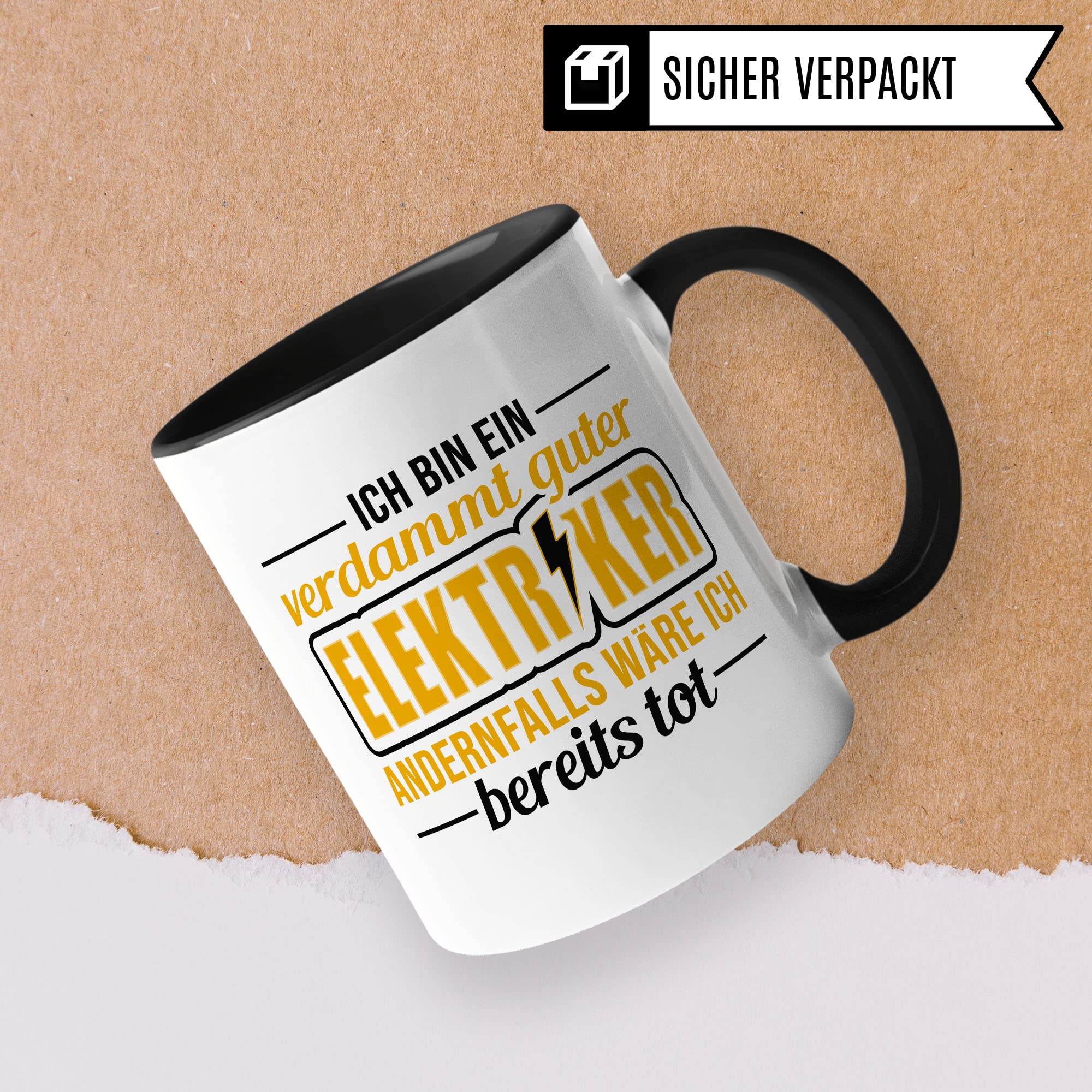 Elektriker Tasse Geschenkidee Kaffeetasse Humor Witz Geschenk für Elektroinstallateur Kaffeebecher Elektroniker Becher