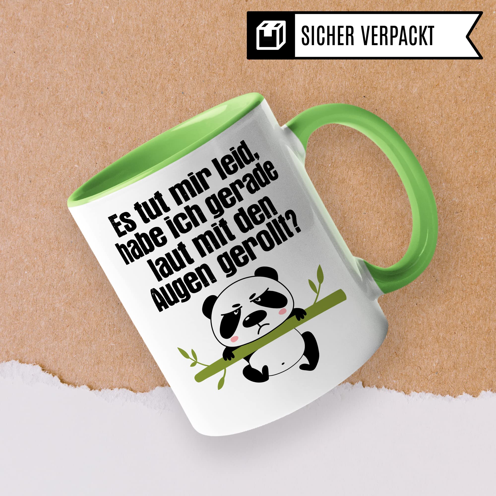 Tasse witzig Lustig Kaffeetasse Tasse fürs Büro Panda Tasse Augen rollen Spruch Kaffee-Becher Tassen Sprüche Witz Cool Kollegin Geschenk Geschenkidee