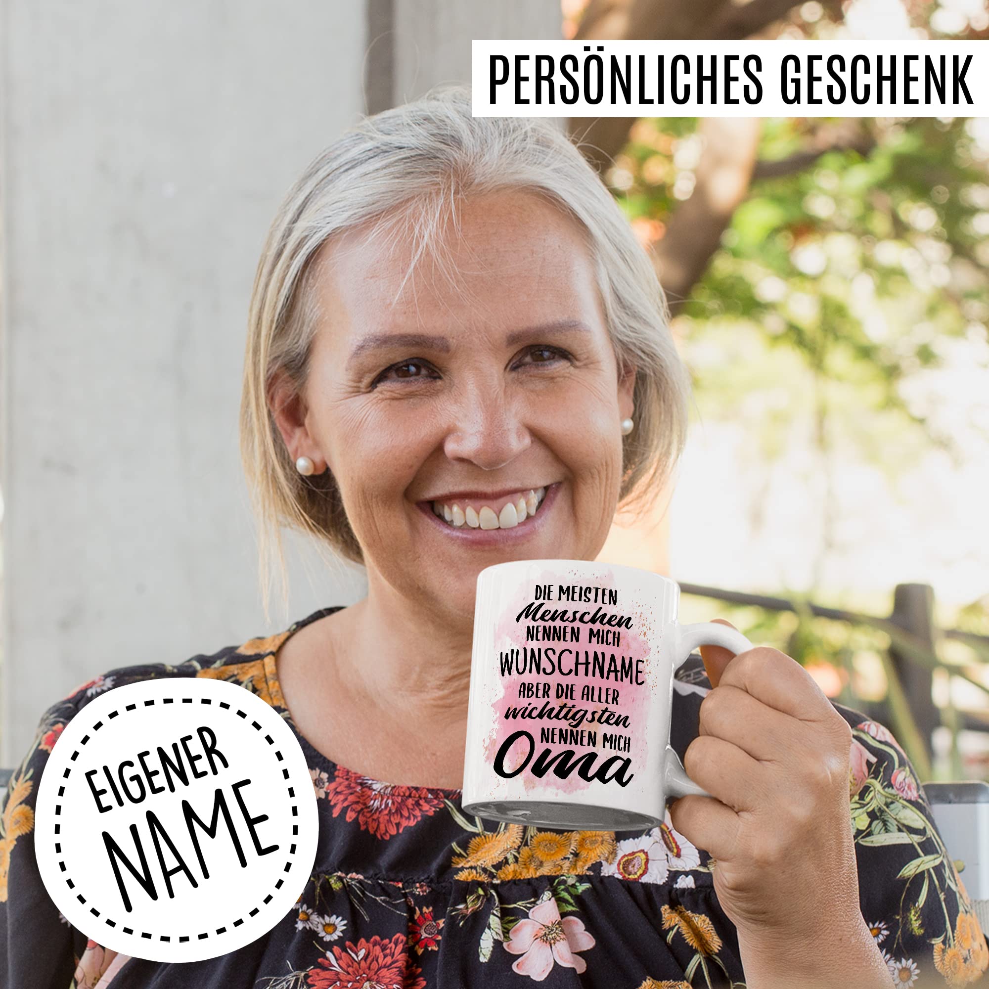 Oma Tasse personalisiert mit Name - Die wichtigsten Menschen nennen mich Oma Geschenk personalisieren - Großmutter Geschenkidee von Enkel & Enkelin Kaffee-Becher personalisierbar