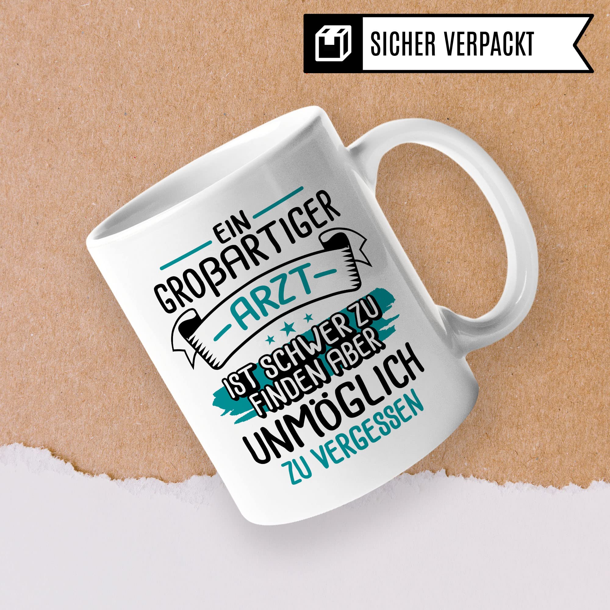 Arzt Tasse, Ein großartiger Arzt ist schwer zu finden aber unmöglich zu vergessen, Arzt Danke Geschenk, Dankeschön Tasse schöner Spruch Kaffeetasse Berufe Tasse