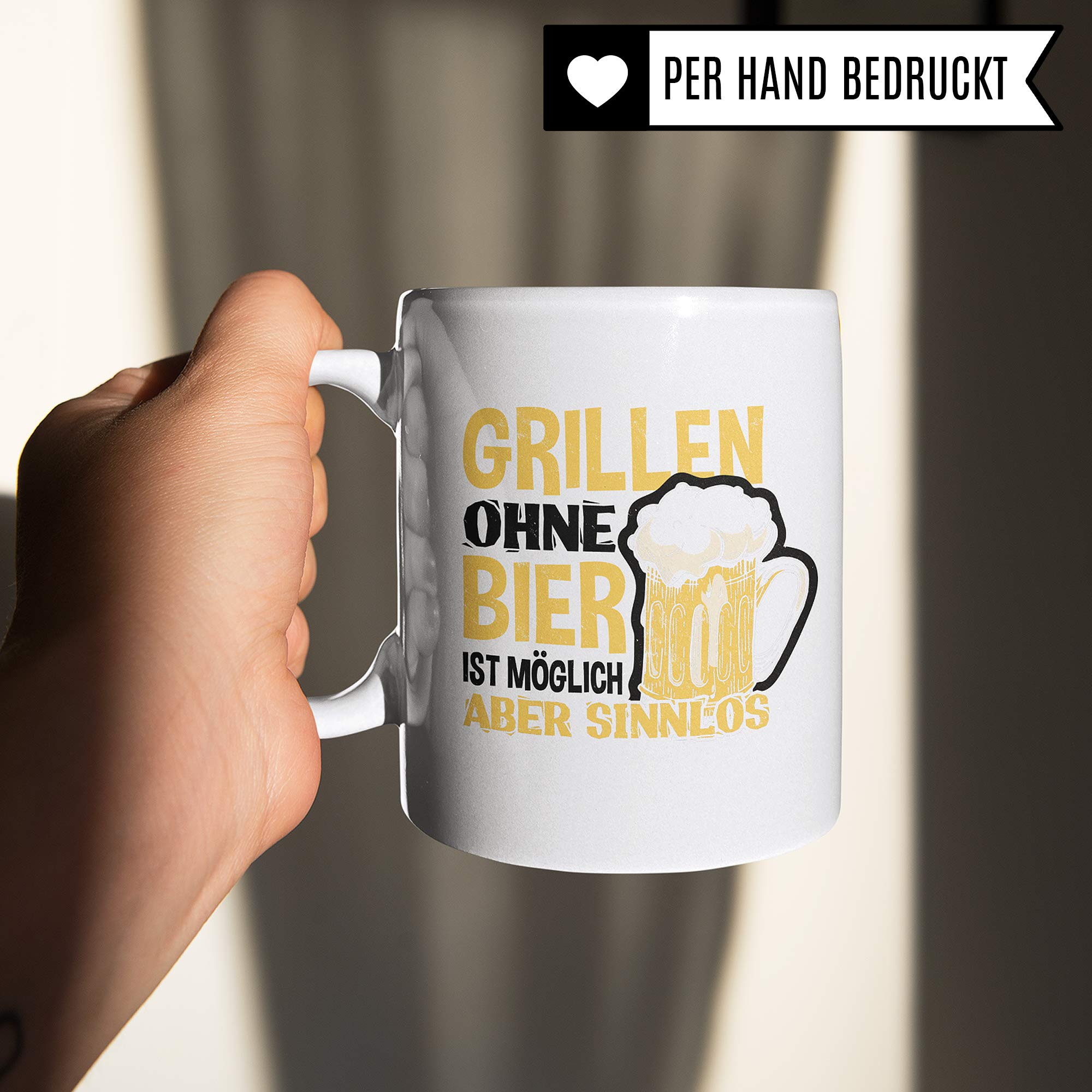 Pagma Druck Grillen Tasse, Grill Geschenke für Männer, Bier & Grillen BBQ Becher Geschenkidee, Kaffeetasse für Grillmeister und Hobby Griller