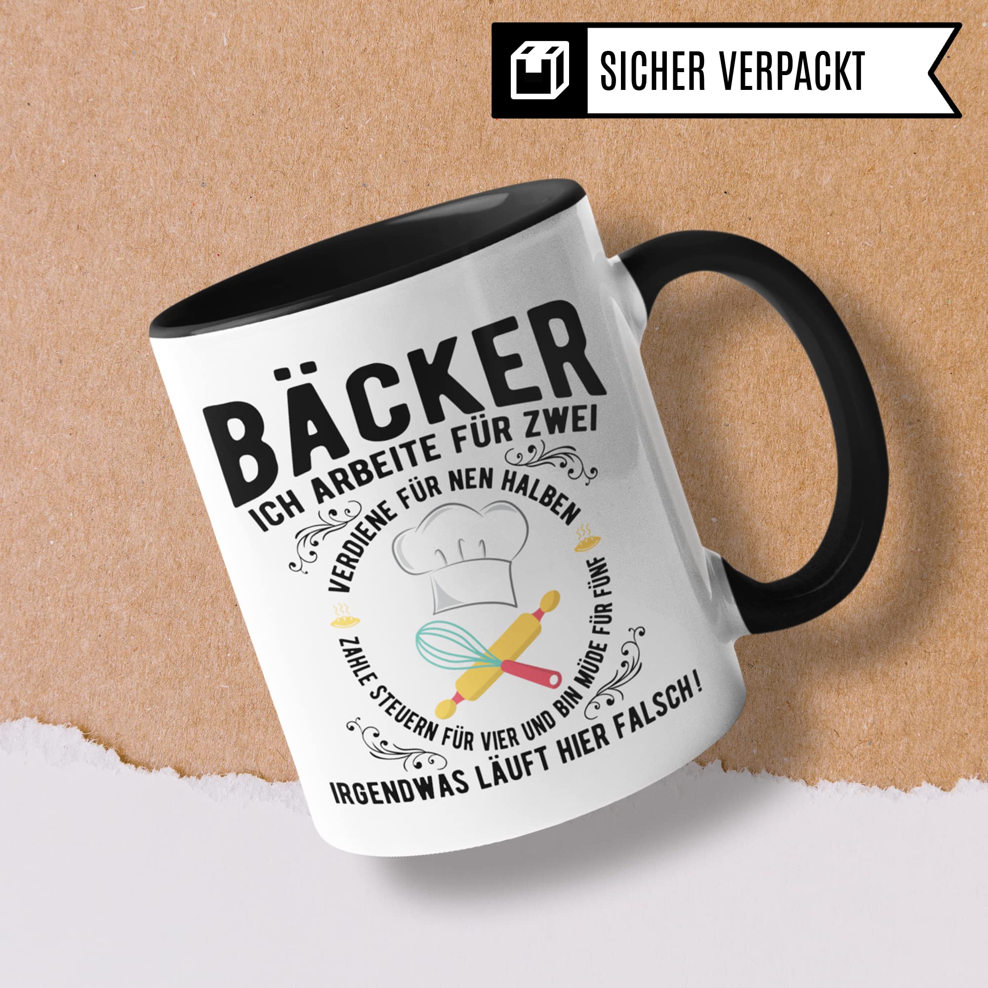 Bäcker Tasse, Geschenk Bäcker lustig, Bäckermeister Kaffeetasse Bäckerei Backen Motiv, Kaffee-Becher Backhaus Beruf Geschenkidee