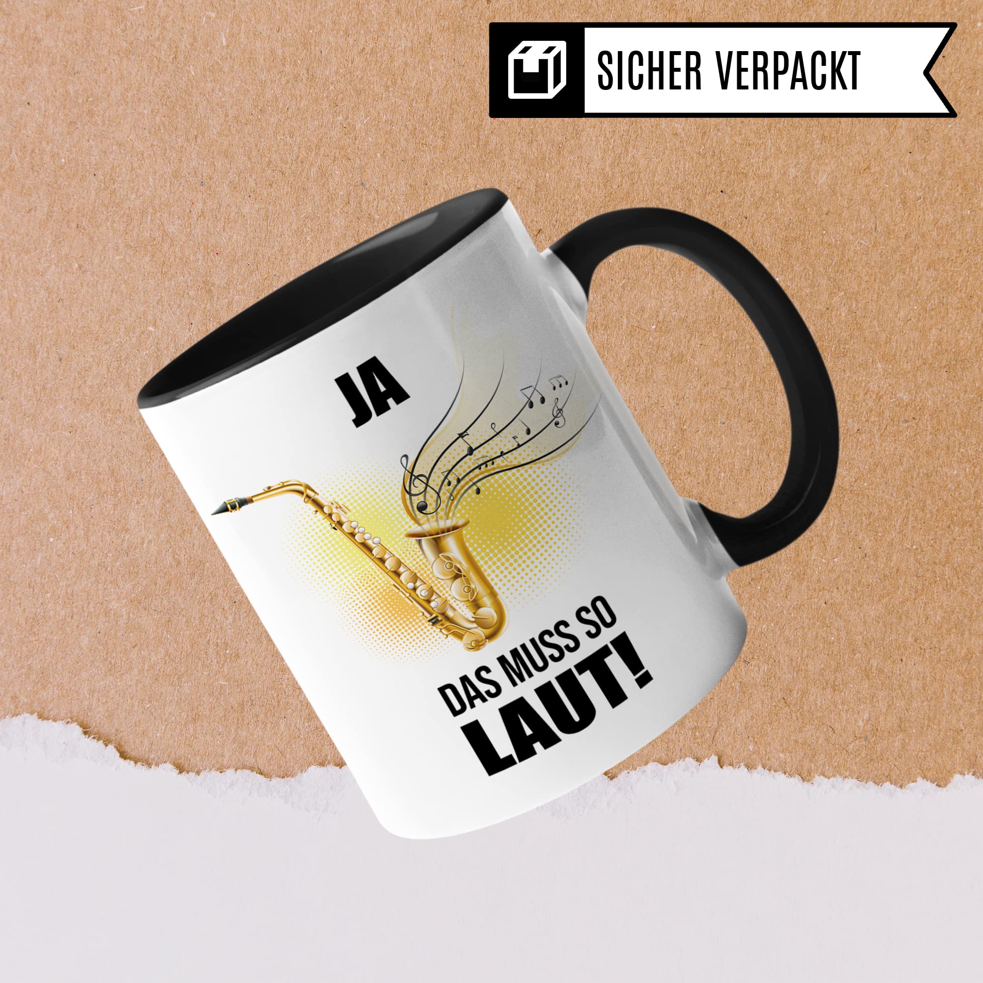 Saxophon Tasse - Musik Geschenk für Saxophonist Saxophonistin - Kaffeetasse Musiker Saxophonspieler - Instrument Geschenkideen Becher Saxofon Spruch Kaffeebecher