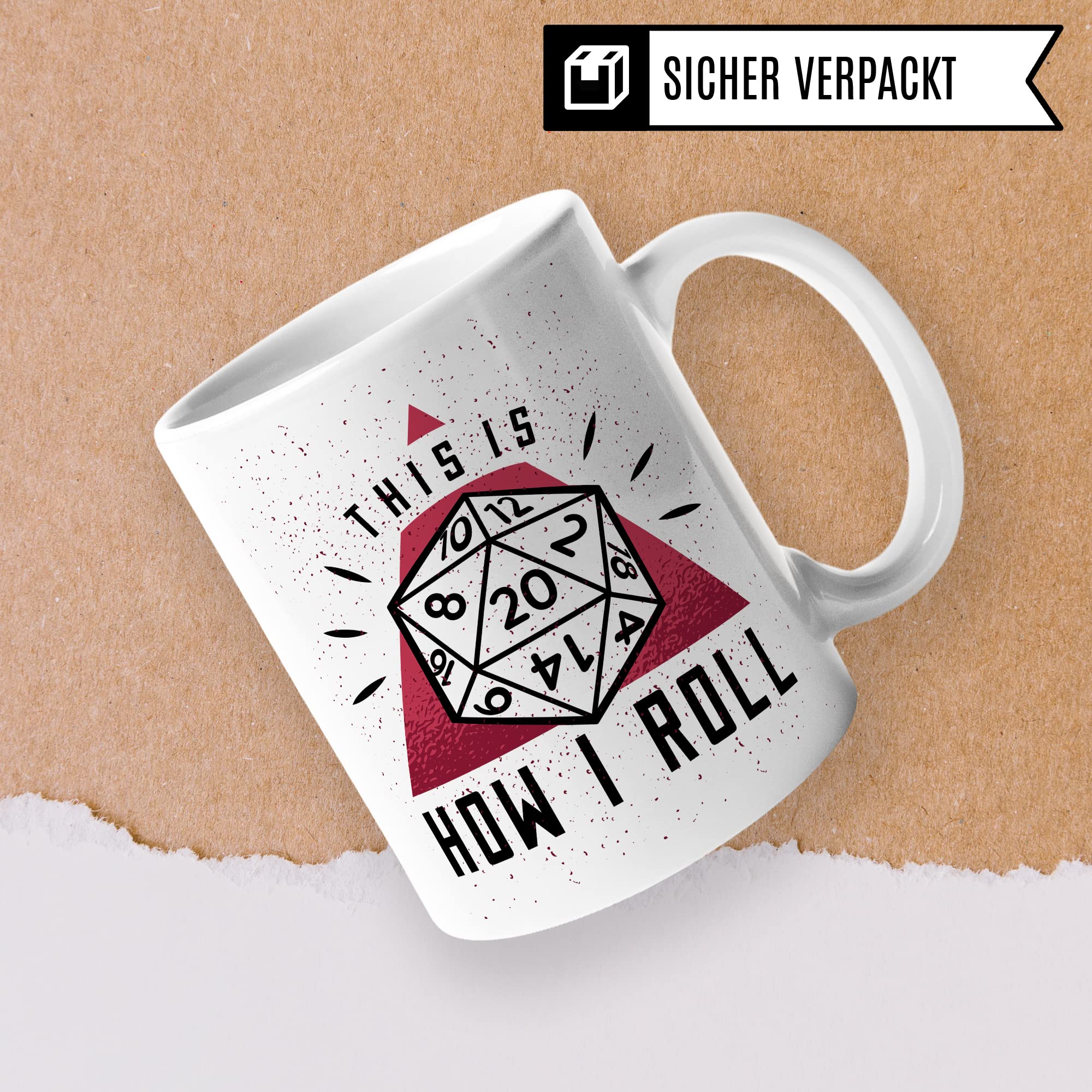 DnD Roleplay Tasse, This is how I roll Spruch, Rollenspiel Spruch D20 Dice Geschenkidee, Pen & Paper Tabletop D20 Würfel Motiv - RPG Dungeon Kaffee-Becher