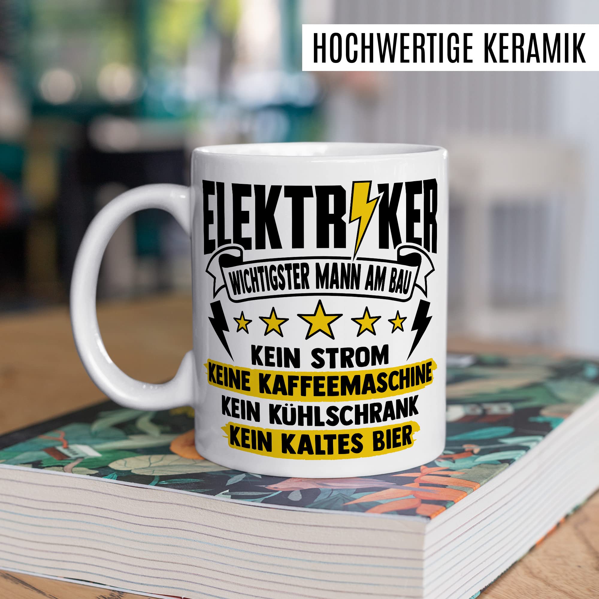 Installateur Tasse Elektriker Wichtigster Mann am Bau Witz Geschenkidee Elektronik Kaffeetasse Geschenk für Elektrotechniker Kaffeebecher Baustellen Becher