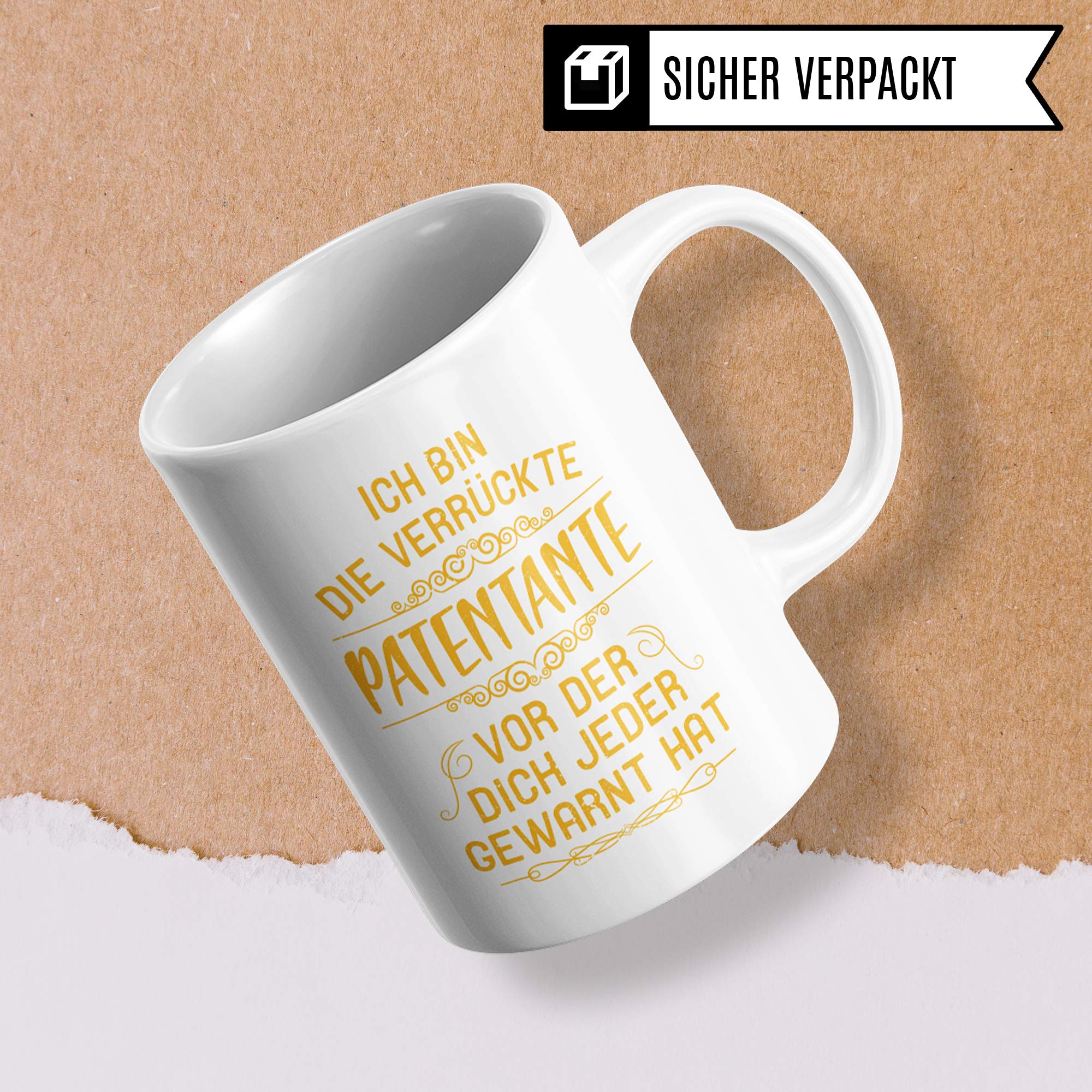 Pagma Druck Tasse Patentante lustig, Geschenk für Patentante Patensohn Patentochter Kaffeetasse, Taufpatin Fragen Becher, Patin Taufpatin Patenkind Geschenkidee Kaffeebecher