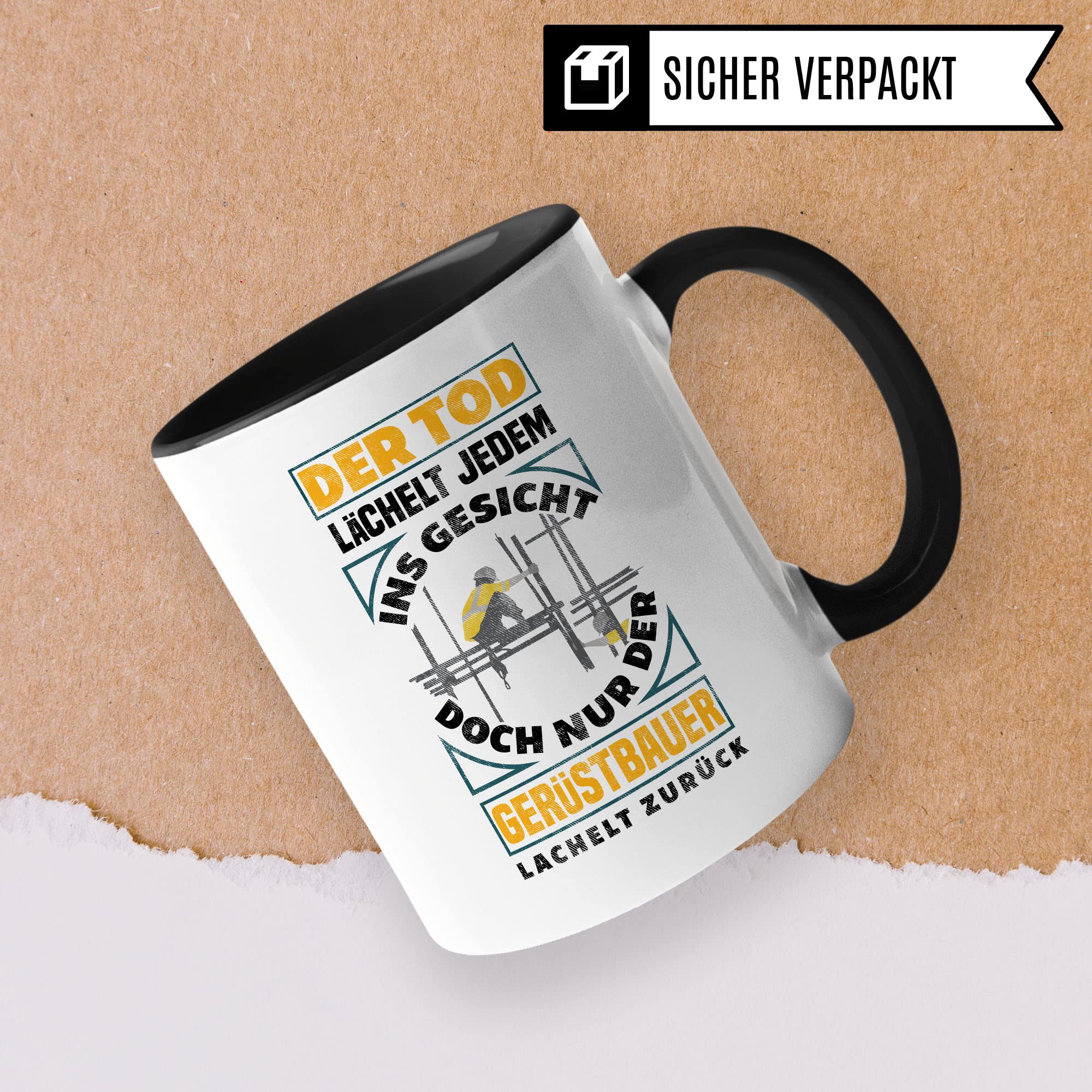 Gerüstbau Tasse Geschenkidee Bauarbeiter Kaffeetasse Humor Witz Geschenk für Gerüstbauer Kaffeebecher Bau Becher