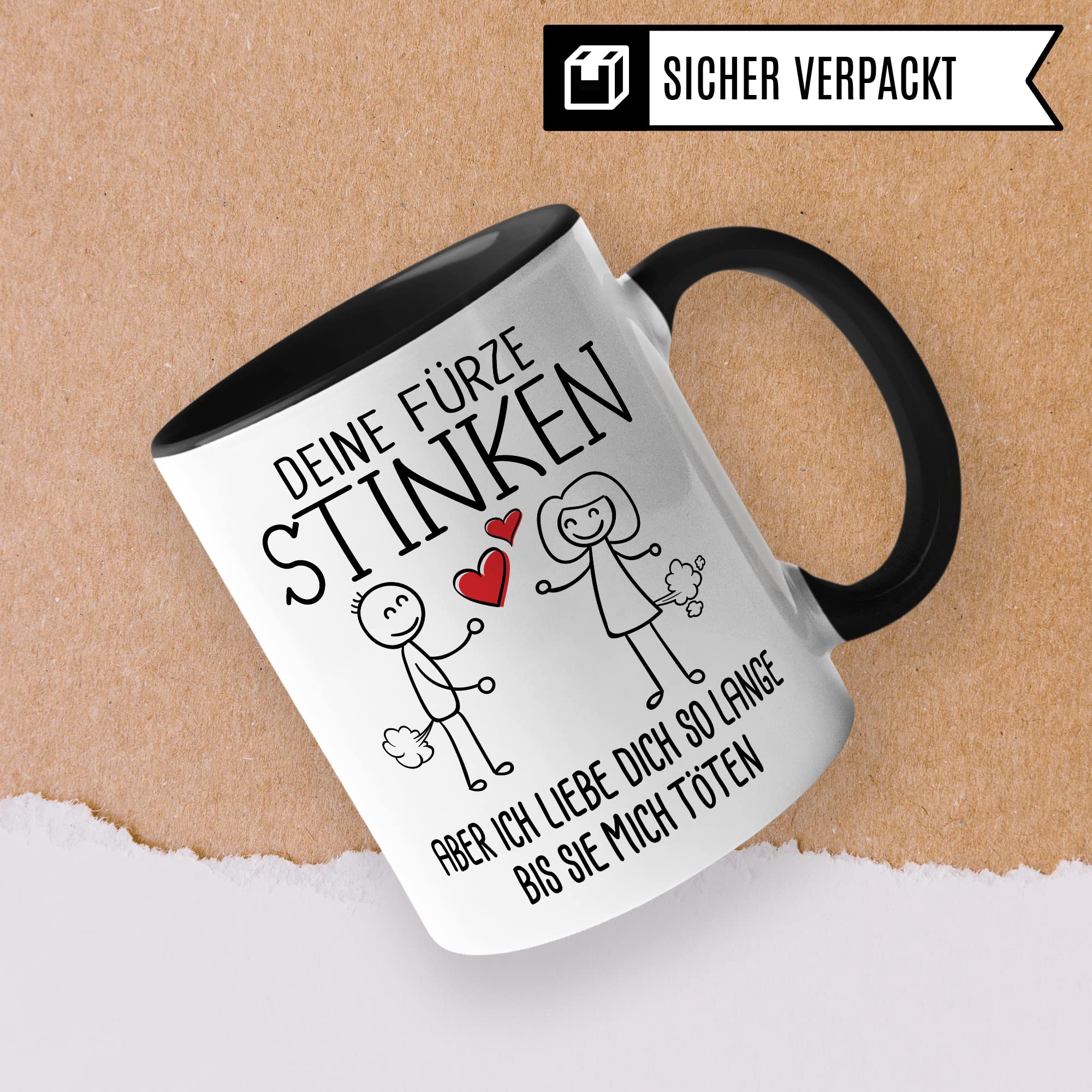 Tasse Fürze Geschenk, Deine Fürze stinken aber ich liebe dich solange bis sie mich töten Geschenkidee Ehemann Freund Partner Kaffee-Becher Kaffeetasse Tasse mit Spruch lustig