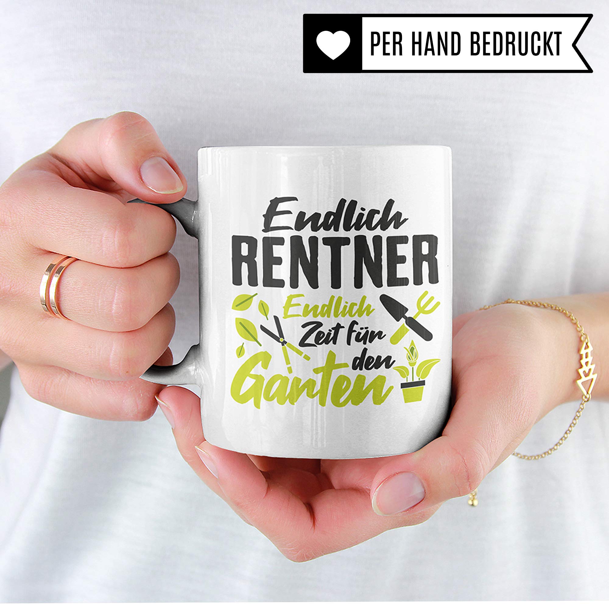 Pagma Druck Tasse Rentner Geschenk Garten, Rente Geschenkidee, Ruhestand Spruch Becher Gärtner, Kaffeetasse Renteneintritt Gartenarbeit Hobbygärtner Pensionierung (Weiß/Weiß)