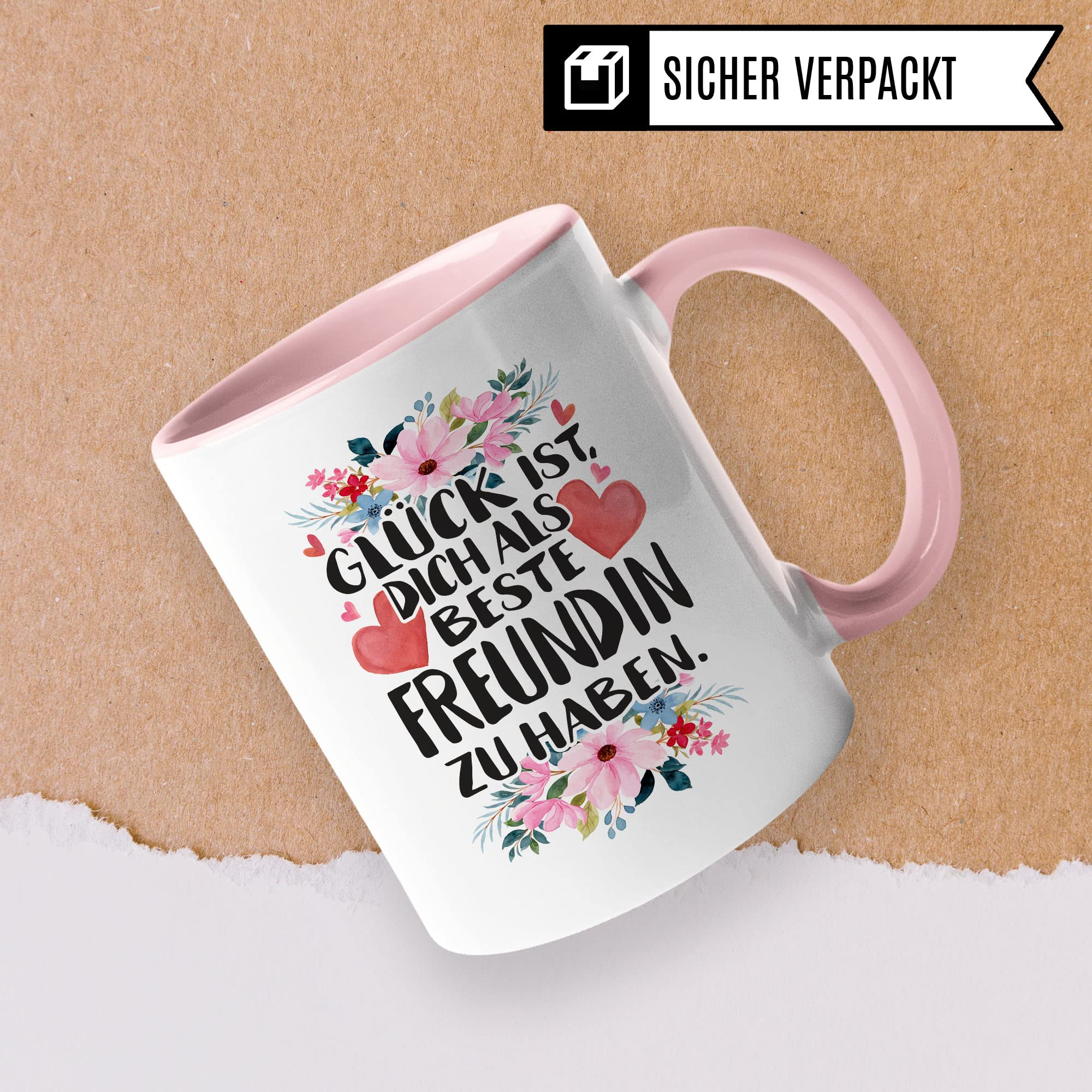 Beste Freundin Tasse Freundinen Kaffeetasse BFF Frauen Geschenkidee Geschenk Freunde für immer Freundschaft Glück ist, dich als beste Freundin zu haben Spruch