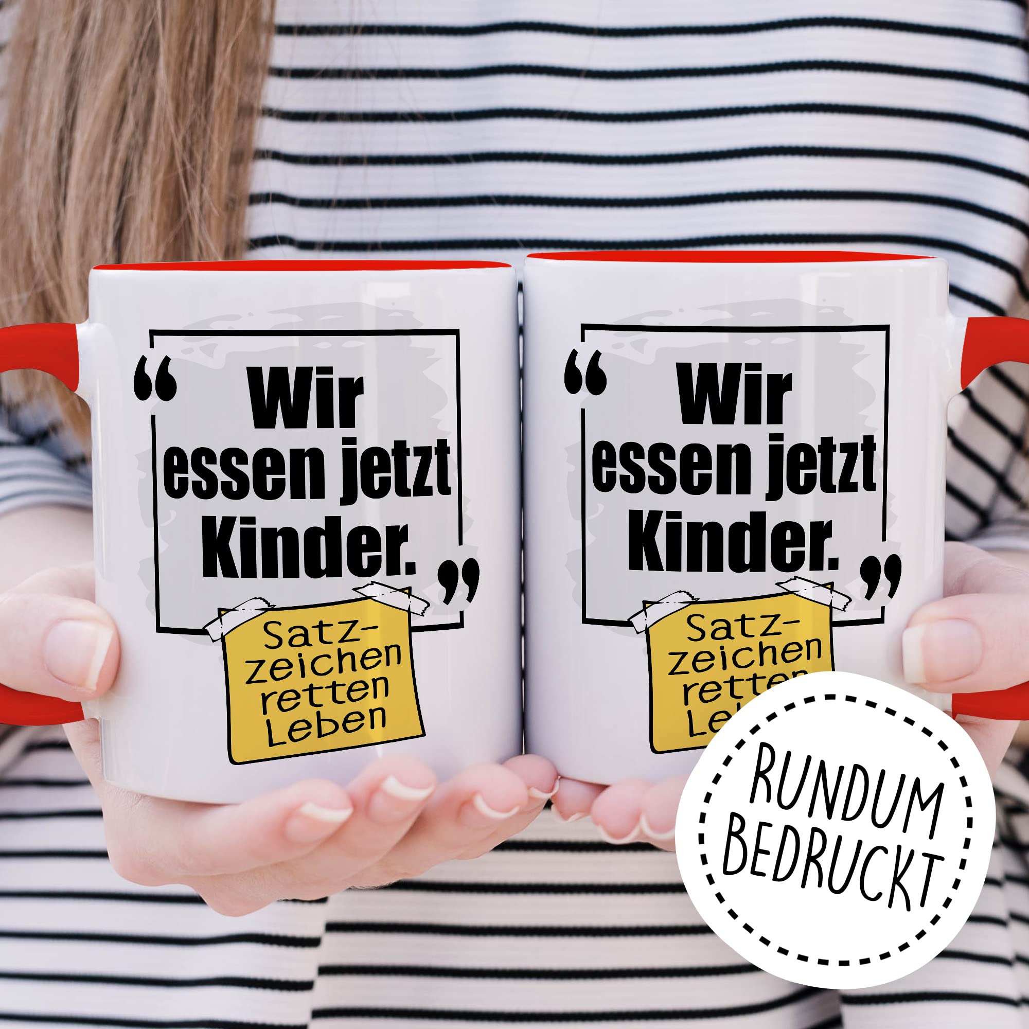 Lustige Tasse mit Spruch Kaffeetasse Grammatik Witz lustig Kaffee-Becher Zeichensetzung rettet Leben wir essen jetzt Kinder Interpunktion Deutsch