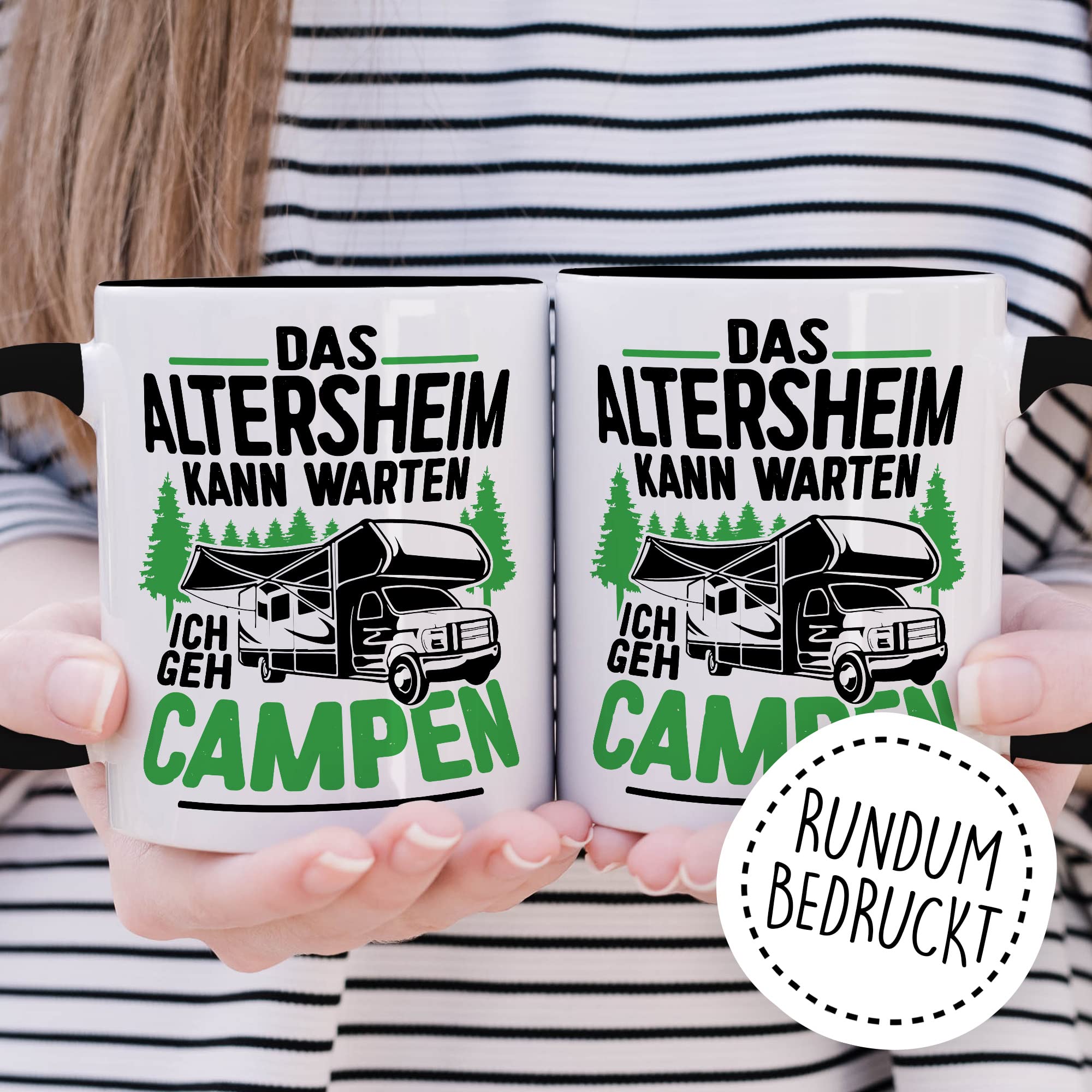 Tasse Campen Geschenk, Das Alterheim kann warten Ich geh campen Geschenk Geschenkidee Kaffeetasse mit liebevollem Spruch Kaffee-Becher Natur Rentner Rentnerin Rente