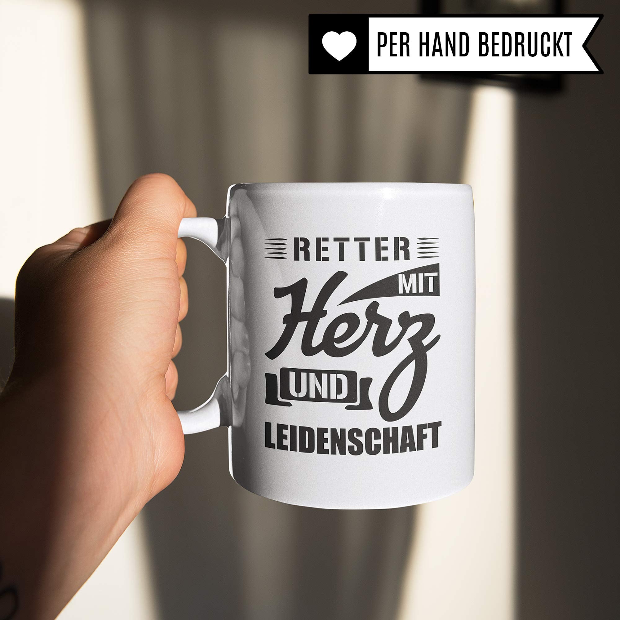 Pagma Druck Retter Tasse Rettungsdienst Sanitäter, Rettungssanitäter Kaffeebecher Geschenk Spruch, Krankenwagen Becher Geschenkidee (Weiß/Weiß)