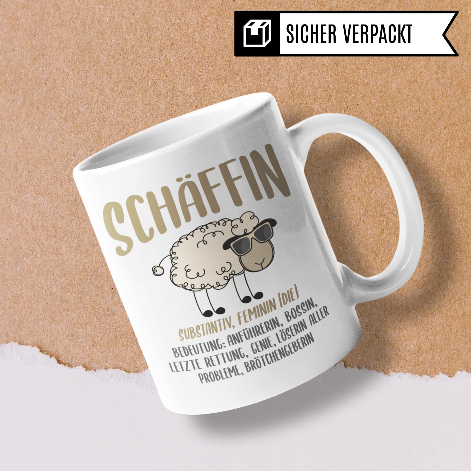 Tasse Chefin Geschenke lustig: Schäffin, Spruch Führungskraft Kaffeebecher Geschenkidee, Kaffeetasse Beförderung Beruf Firma Vorgesetzte Teetasse Schaf Abschied Danke Frauen Becher