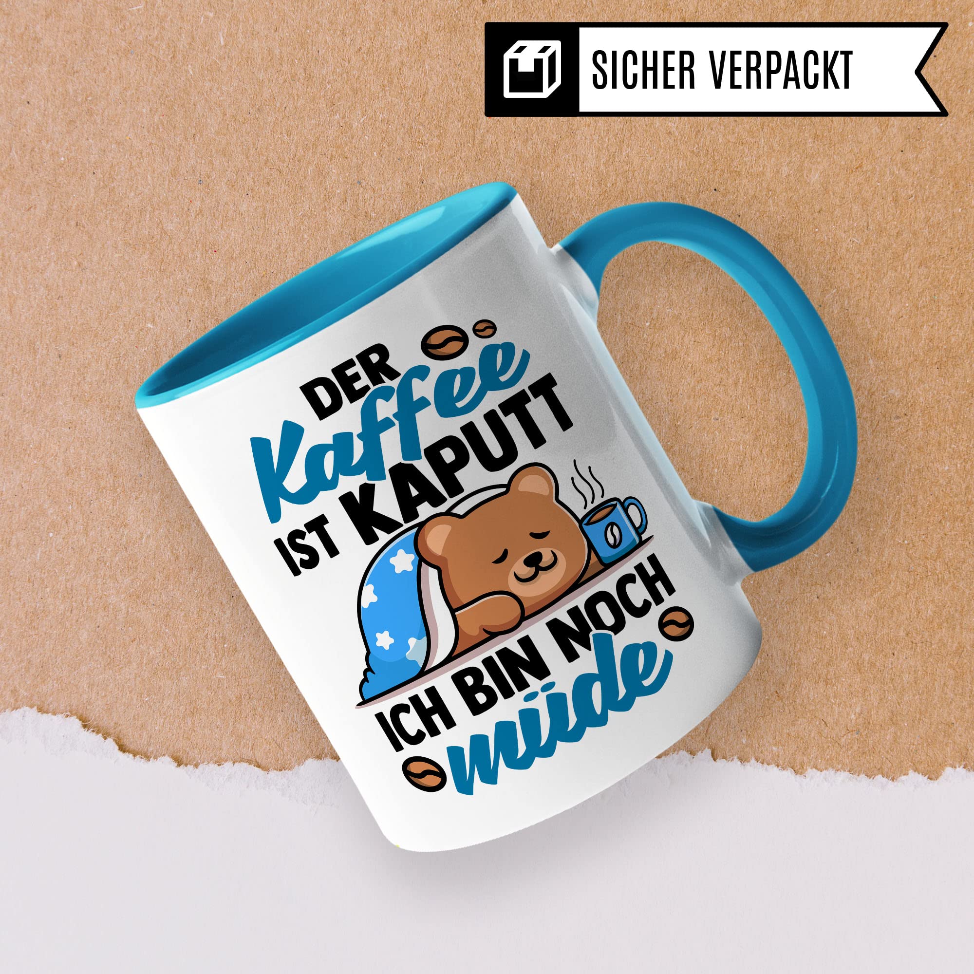 lustige Tasse mit Spruch: Der Kaffee ist kaputt Ich bin noch müde, Geschenk Lehrer Kollegen Büro lustig Sarkasmus sarkastische Spruch Kaffeebecher Kaffee-Liebhaber Morgenmuffel