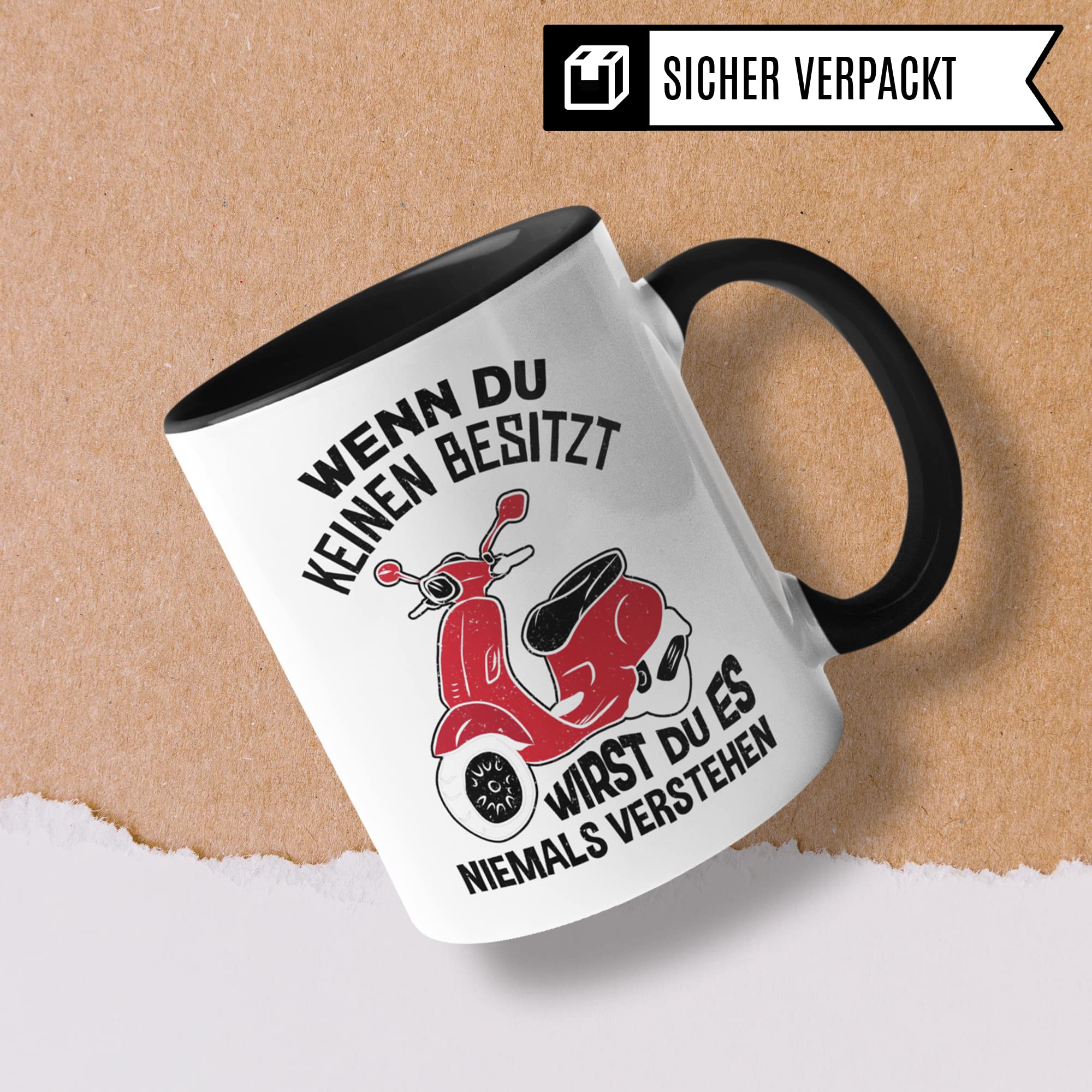 Tasse Mofa, Kaffeetasse Moped Geschenk, Roller Geschenkidee Vintage Mokick, Motorroller Geschenke Mopedfahrer Rollerfahrer Mofafahrer 50ccm Kaffee-Becher