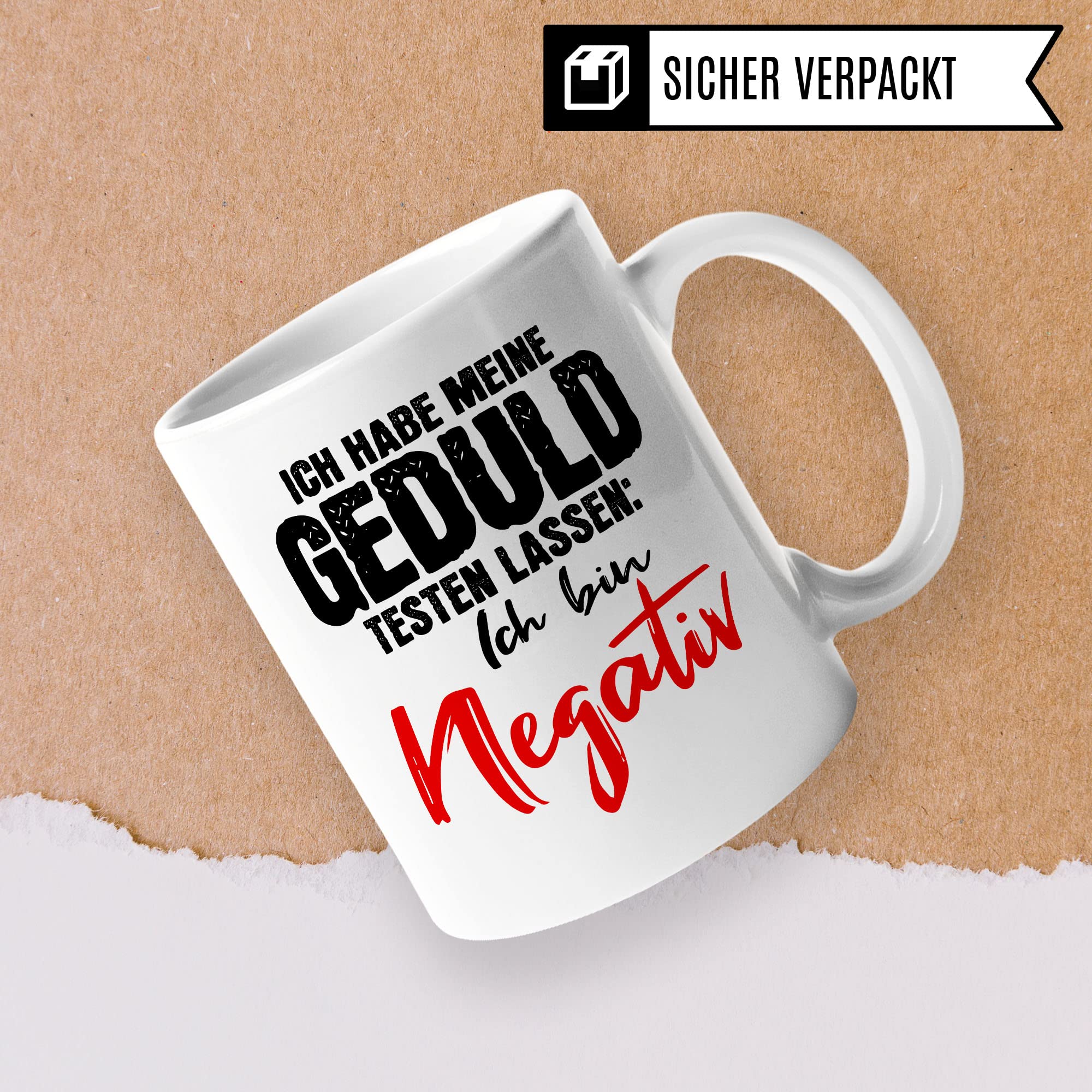 Tasse lustig: Ich habe meine Geduld testen lassen Ich bin negativ, Lustige Tasse mit Spruch, Geschenk Lehrer Kollegen Arbeiter Büro lustig, Tasse Sarkasmus sarkastische Spruch Tasse Witz