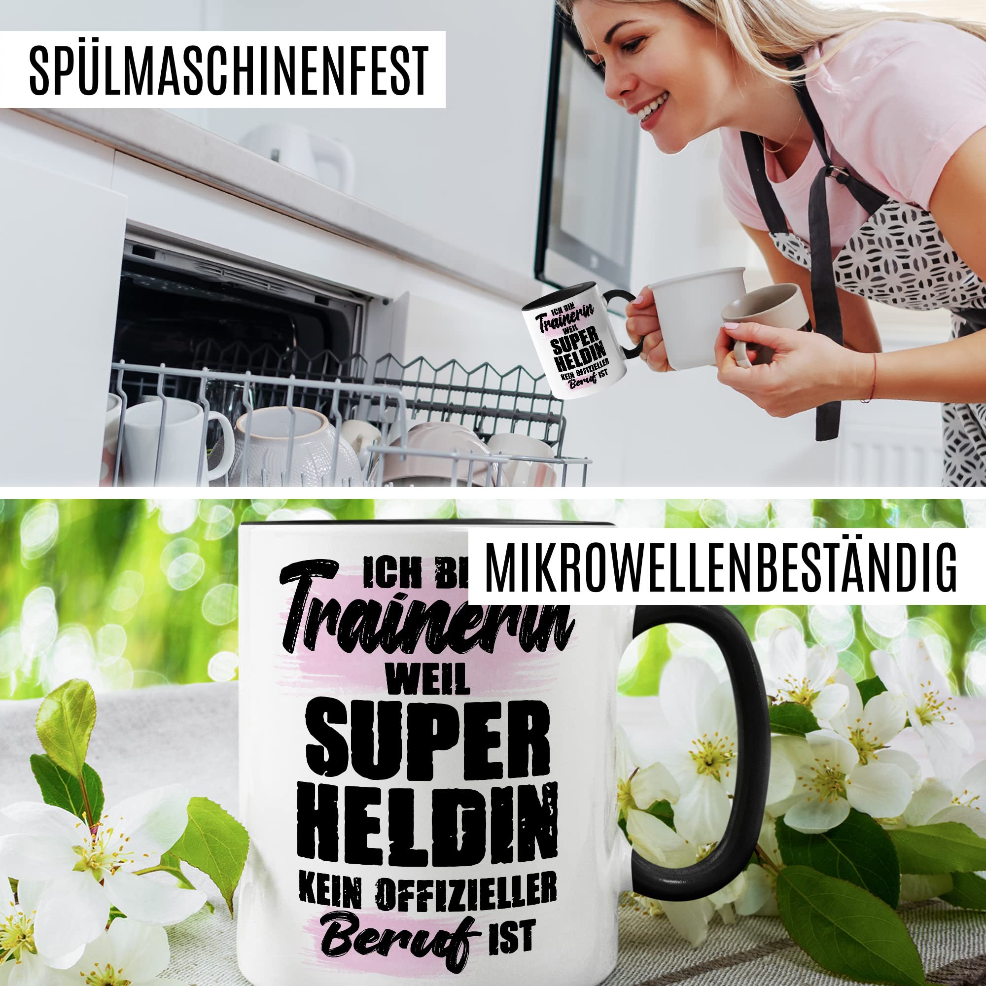 Tasse Trainerin Geschenk, Ich bin Trainerin weil Superhelding kein offizieller Beruf ist Geschenkidee Kaffee-Becher Kaffeetasse mit Spruch lustig Coach Teetasse