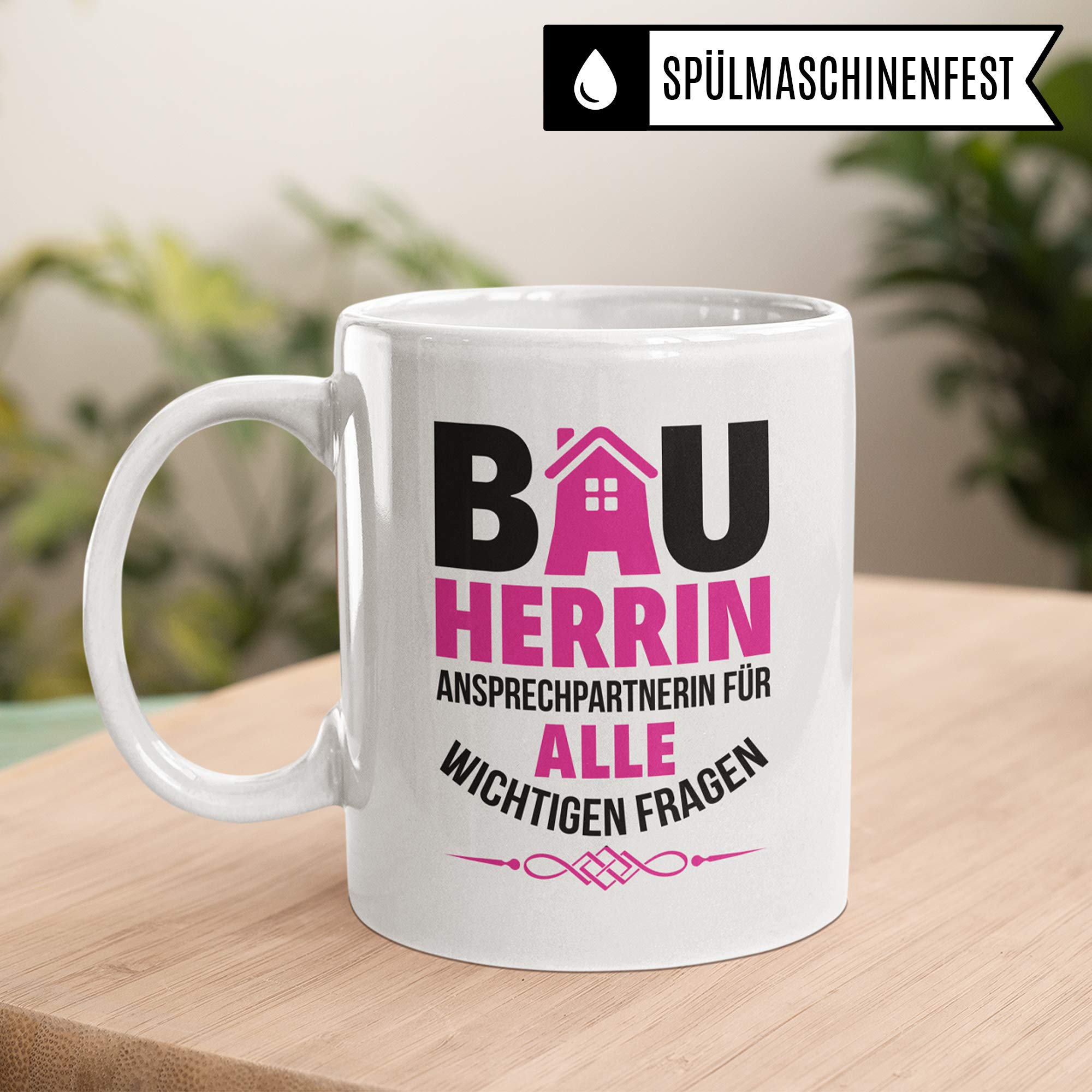 Pagma Druck Bauherrin Tasse Geschenk, Geschenke zum Richtfest, Bauherrin Bauherr Einweihung Becher, Hausbau Richtfest Geschenkideen, Einweihungsfeier Eigenheim Mitbringsel Kaffeetasse