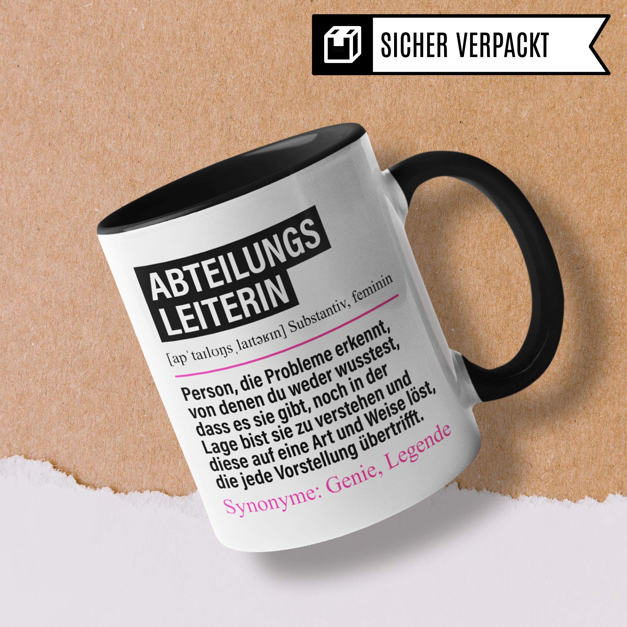 Pagma Druck Tasse Abteilungsleiterin lustig, Abteilungsleiterin Geschenk, Spruch Führungskraft Geschenkidee, Kaffeetasse Firma Abteilungsleitung Kaffeebecher Teetasse Abteilung Frauen Becher