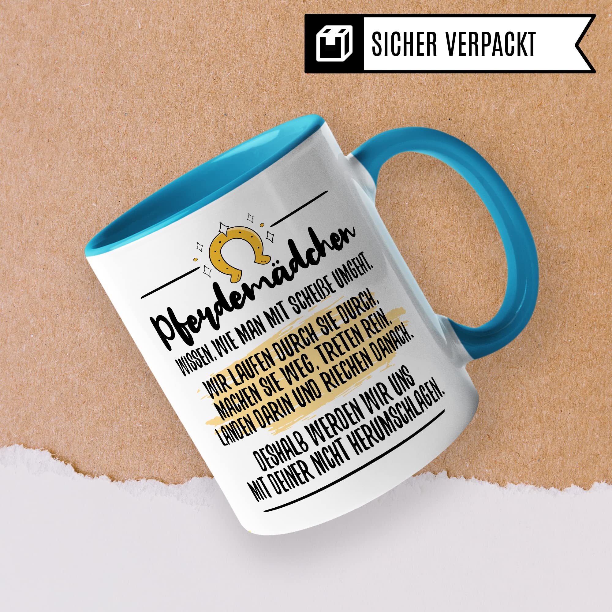 Tasse Pferdemädchen Pferd Pferde Kaffeetasse Reiterin Kaffee-Becher Reiten Teetasse Stallmädchen Pferdeliebhaber Geschenk Geschenkidee Stall Reiter Scheiße umgehen herumschlagen