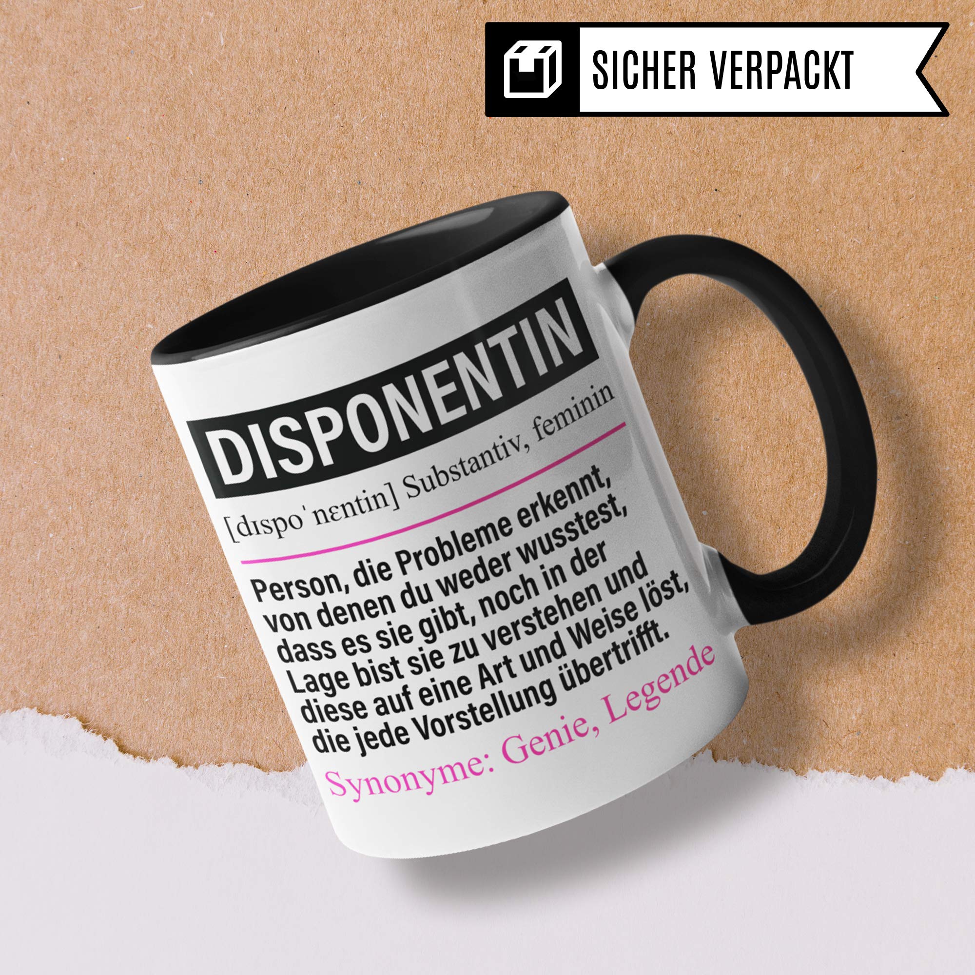 Pagma Druck Tasse Disponentin lustig, Beruf Disponentin Geschenk, Spruch Disposition Kaffeebecher Geschenkidee, Kaffeetasse Frauen Teetasse Becher