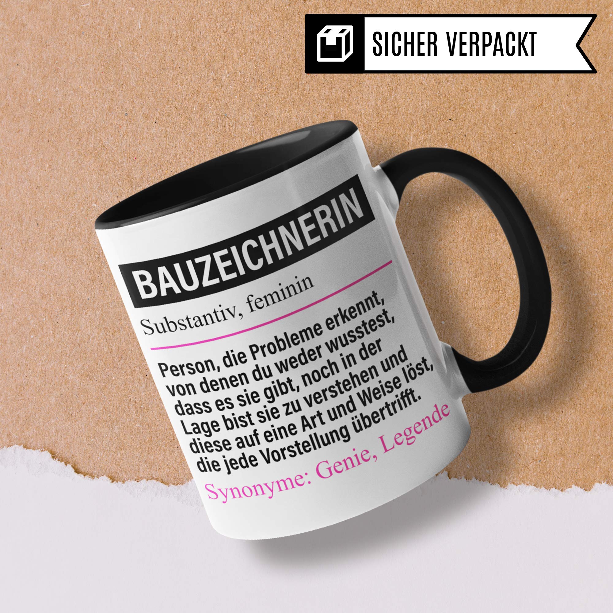 Pagma Druck Tasse Bauzeichnerin lustig, Bauzeichnerin Geschenk, Spruch Bauzeichnung Hochbau Kaffeebecher Geschenkidee, Kaffeetasse Beruf Teetasse Hochbauzeichnerin Becher