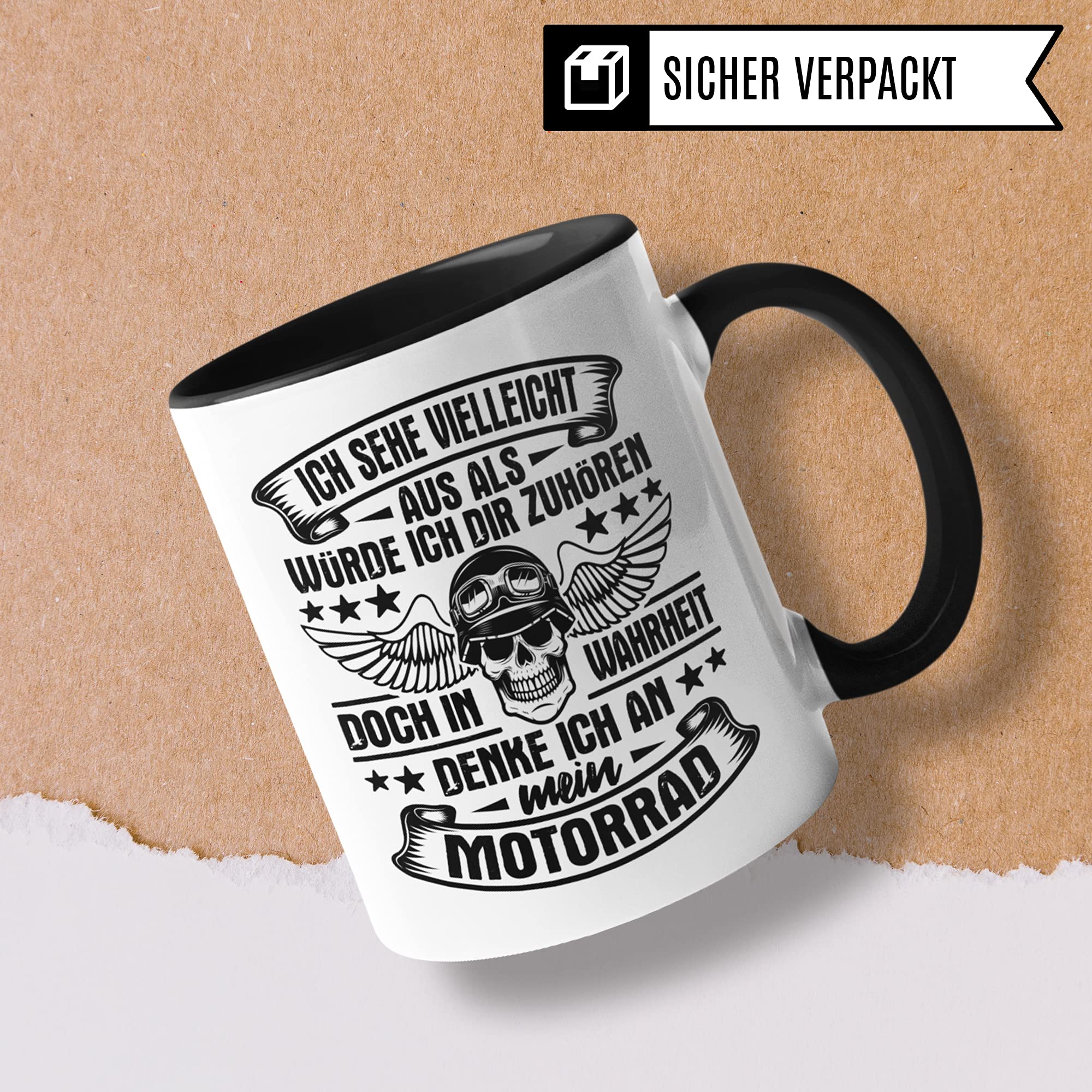 Motorrad Tasse Männer - Geschenk für Motorradfahrer Mototrradfans - Kaffeetasse Sprüche Biker Herren - Kaffeebecher Bike Geschenkidee