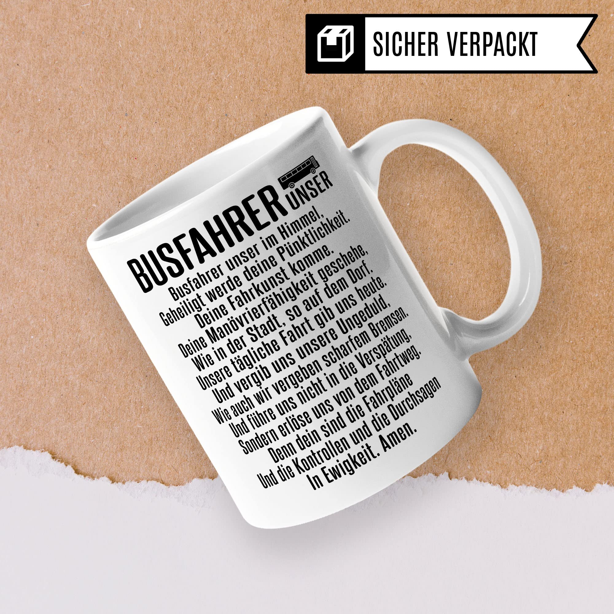 Busfahrer Tasse, Kollegen Geschenk, Kaffeetasse Humor Witz Geschenk für Bus Fahrer, Buschauffeur Becher, Autobusfahrer Geschenkidee, Kaffeebecher für Männer, VaterUnser