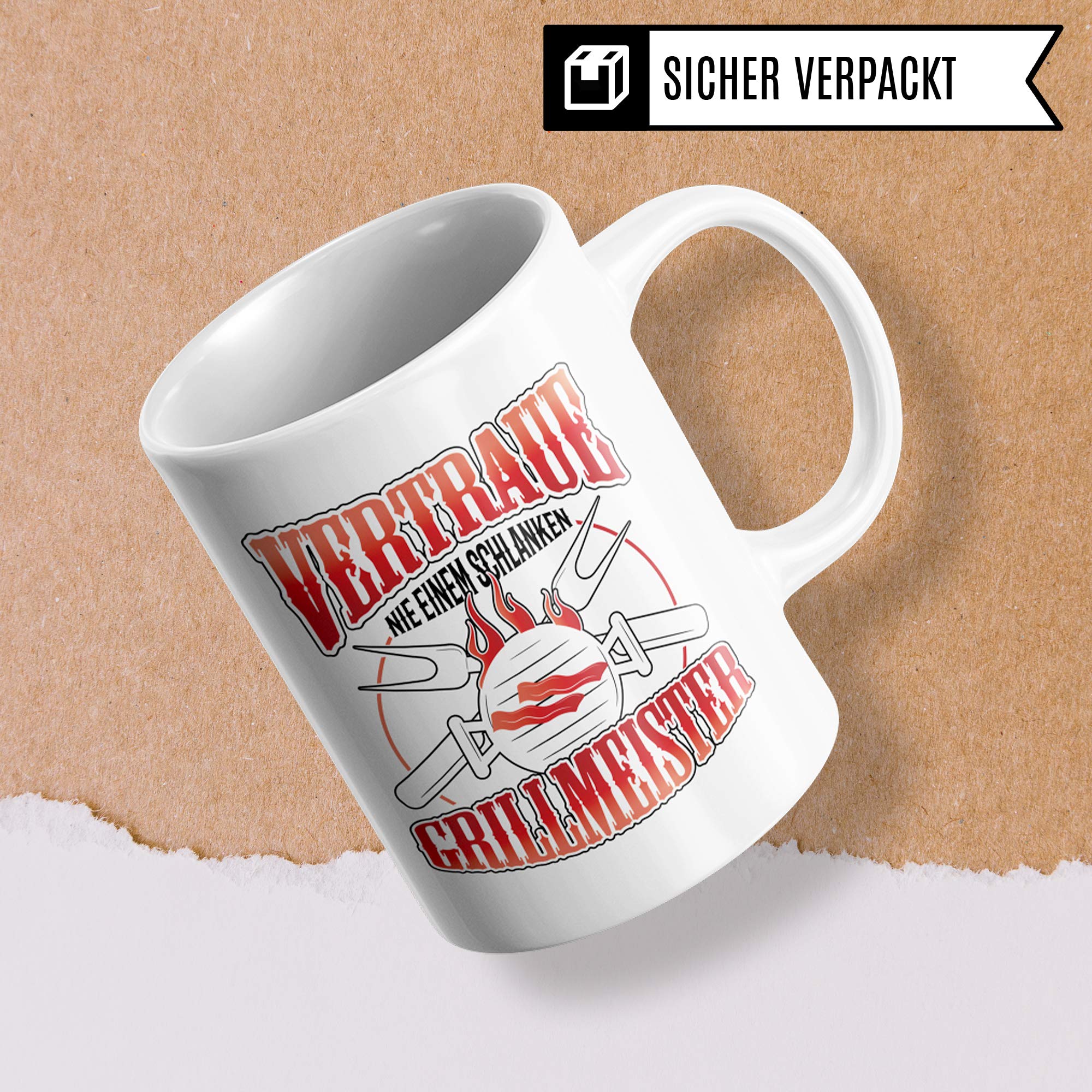 Pagma Druck Grillmeister Tasse - Grillen Geschenk für Männer - Grillparty Becher mit Spruch - Kaffeetasse Grill für Grillmeister