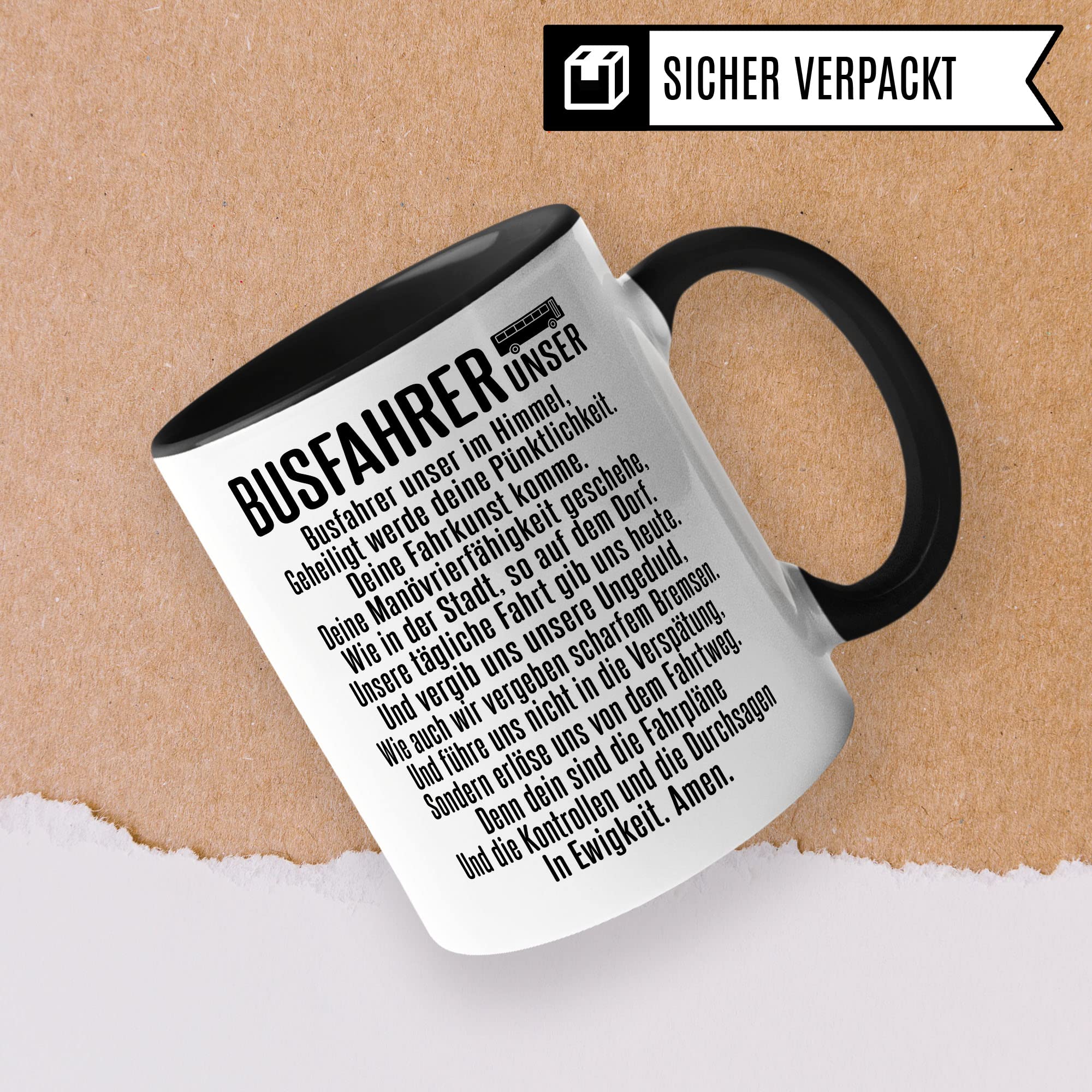 Busfahrer Tasse, Kollegen Geschenk, Kaffeetasse Humor Witz Geschenk für Bus Fahrer, Buschauffeur Becher, Autobusfahrer Geschenkidee, Kaffeebecher für Männer, VaterUnser