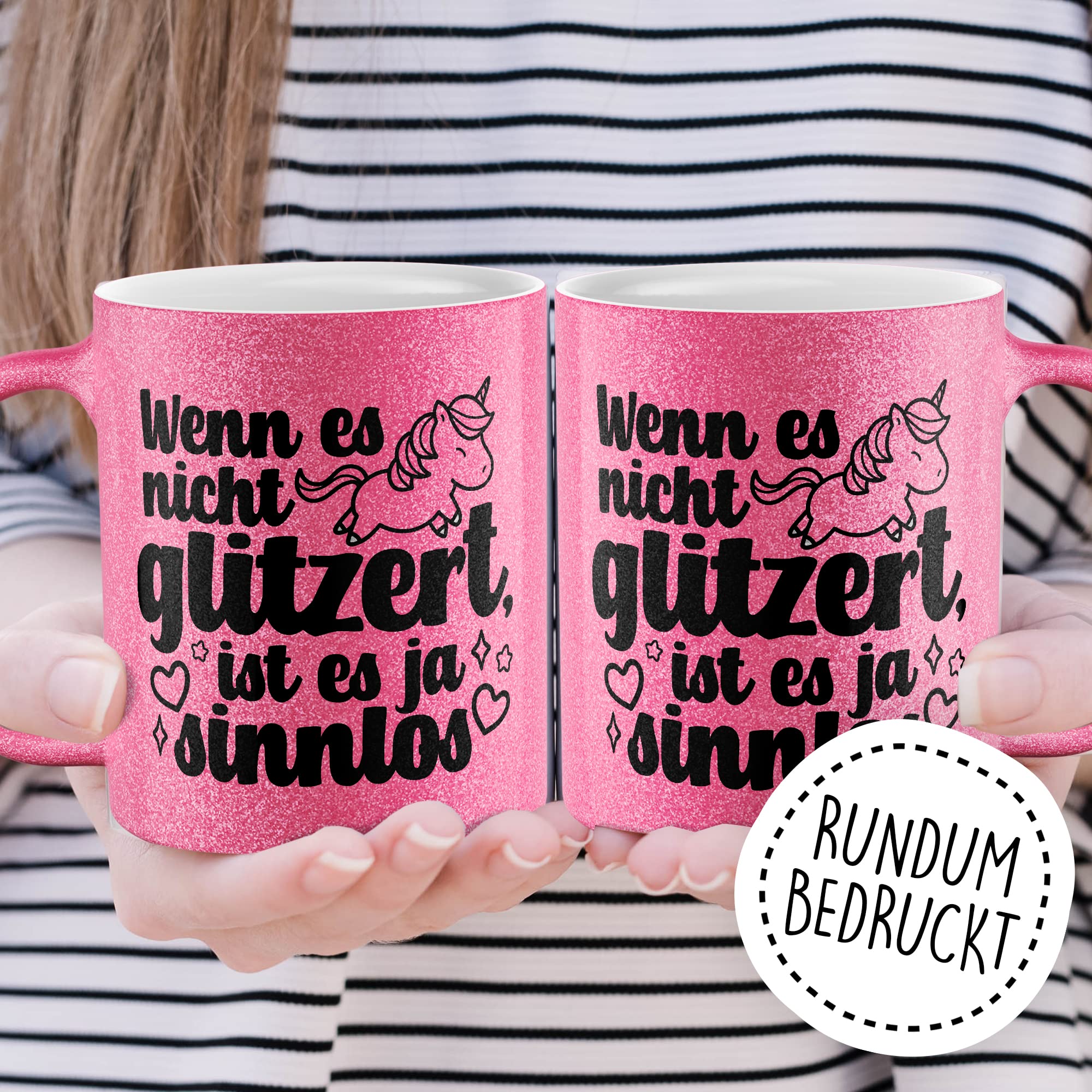 Glitzer-Tasse Geschenk,Wenn es nicht glitzert, ist es sinnlos Kaffeetassse Einhorn Kaffee-Becher mit Spruch lustig Geschenkidee Humor Teetasse mit Glitzer